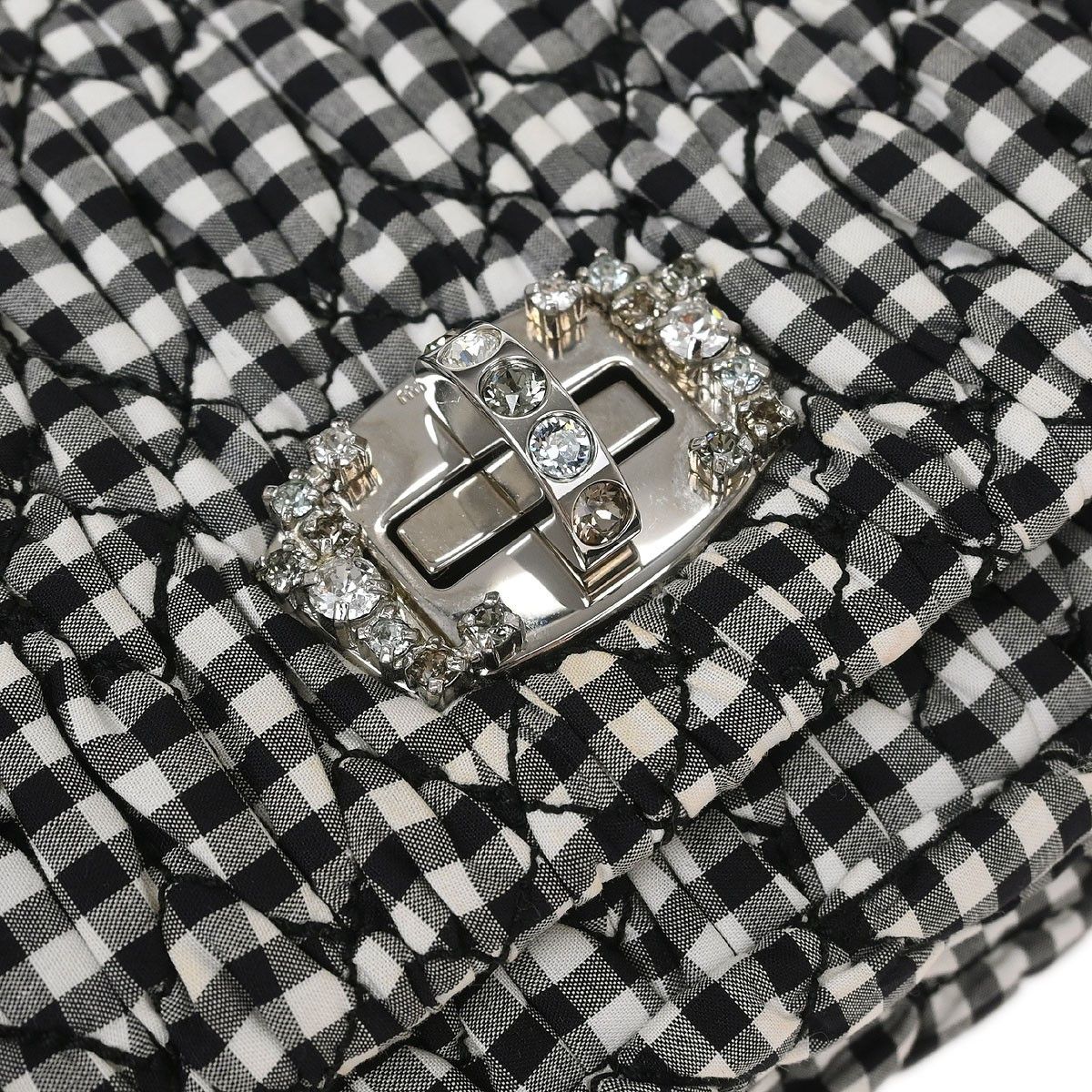 Miu Miu Miu Miu Crystal Clutch Matelasse Gingham Print Canvas Size ONE SIZE - 7 Thumbnail