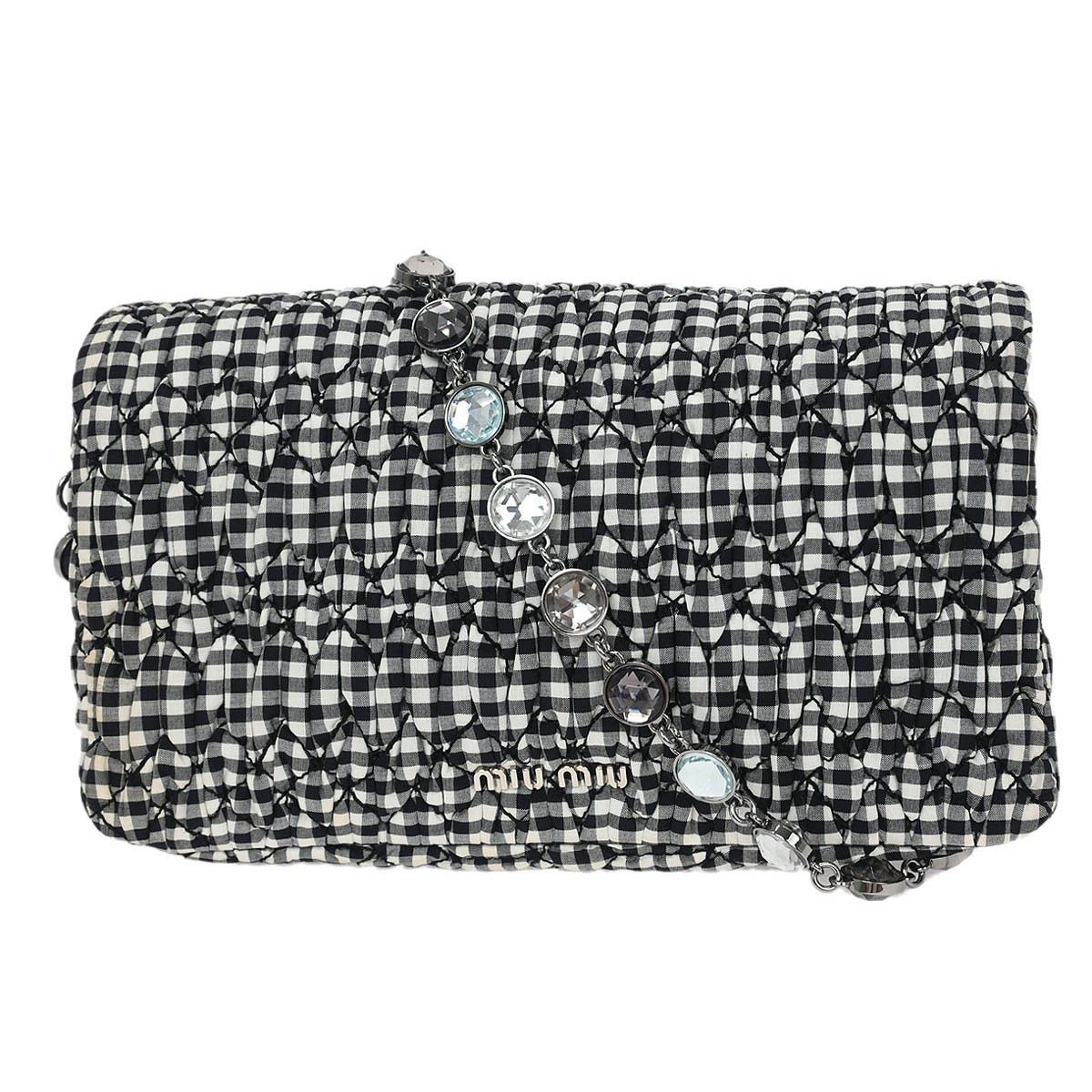Miu Miu Miu Miu Crystal Clutch Matelasse Gingham Print Canvas Size ONE SIZE - 2 Thumbnail