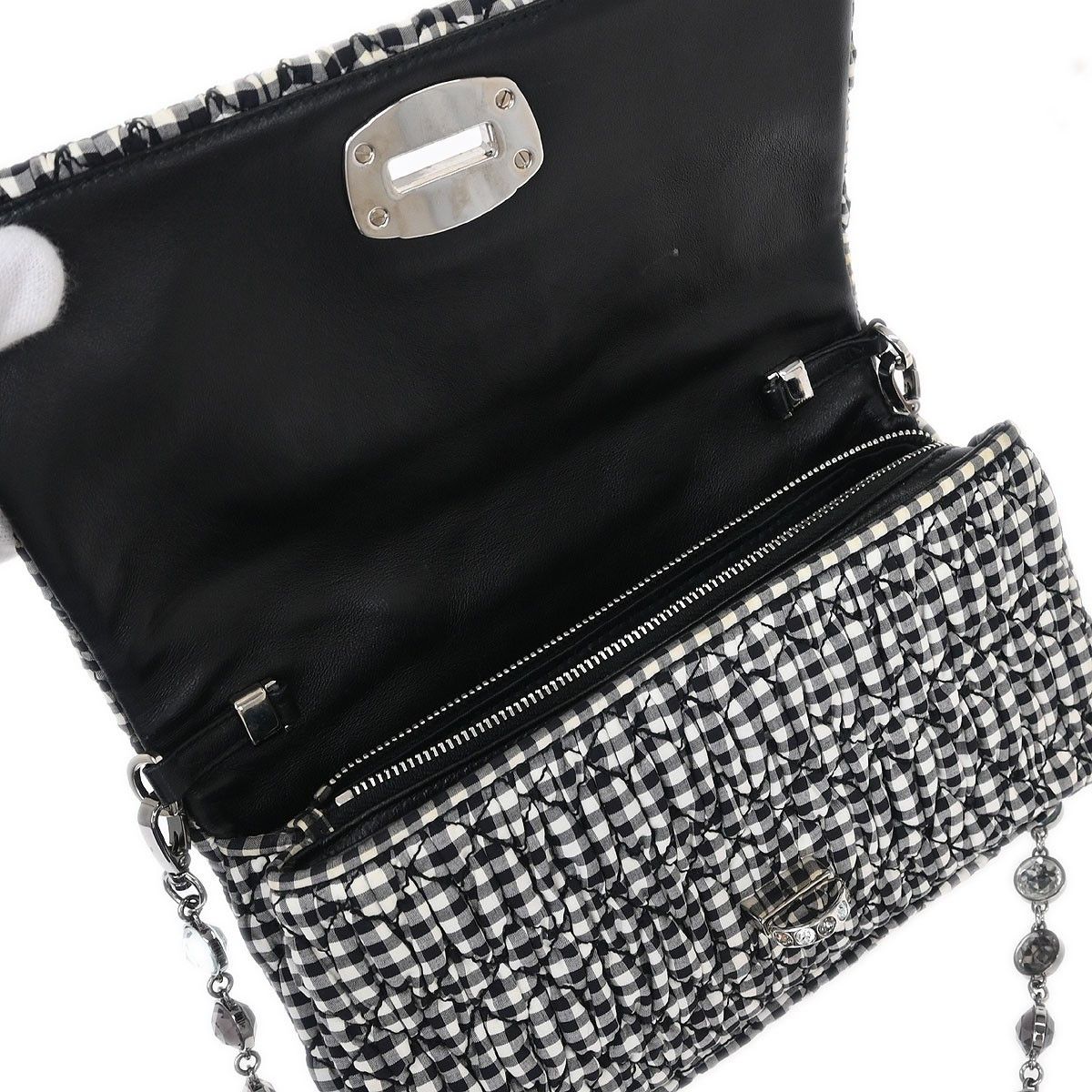 Miu Miu Miu Miu Crystal Clutch Matelasse Gingham Print Canvas Size ONE SIZE - 3 Thumbnail