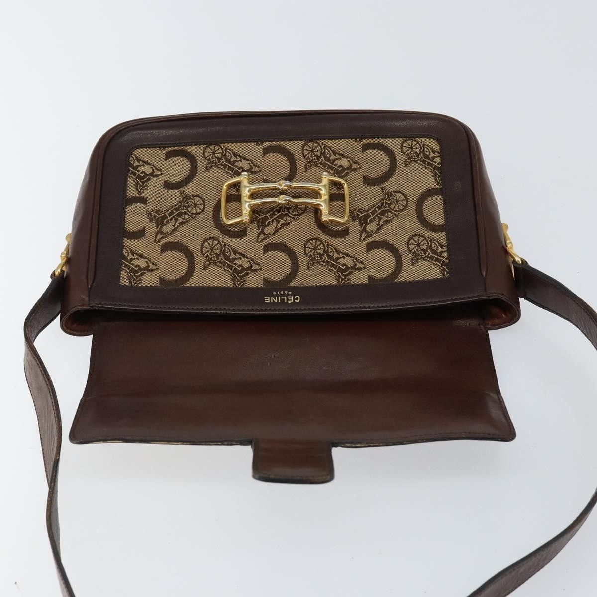 Celine Celine Vintage C Sulky Horsebit Shoulder bag Canvas and Leather Size ONE SIZE - 17 Thumbnail