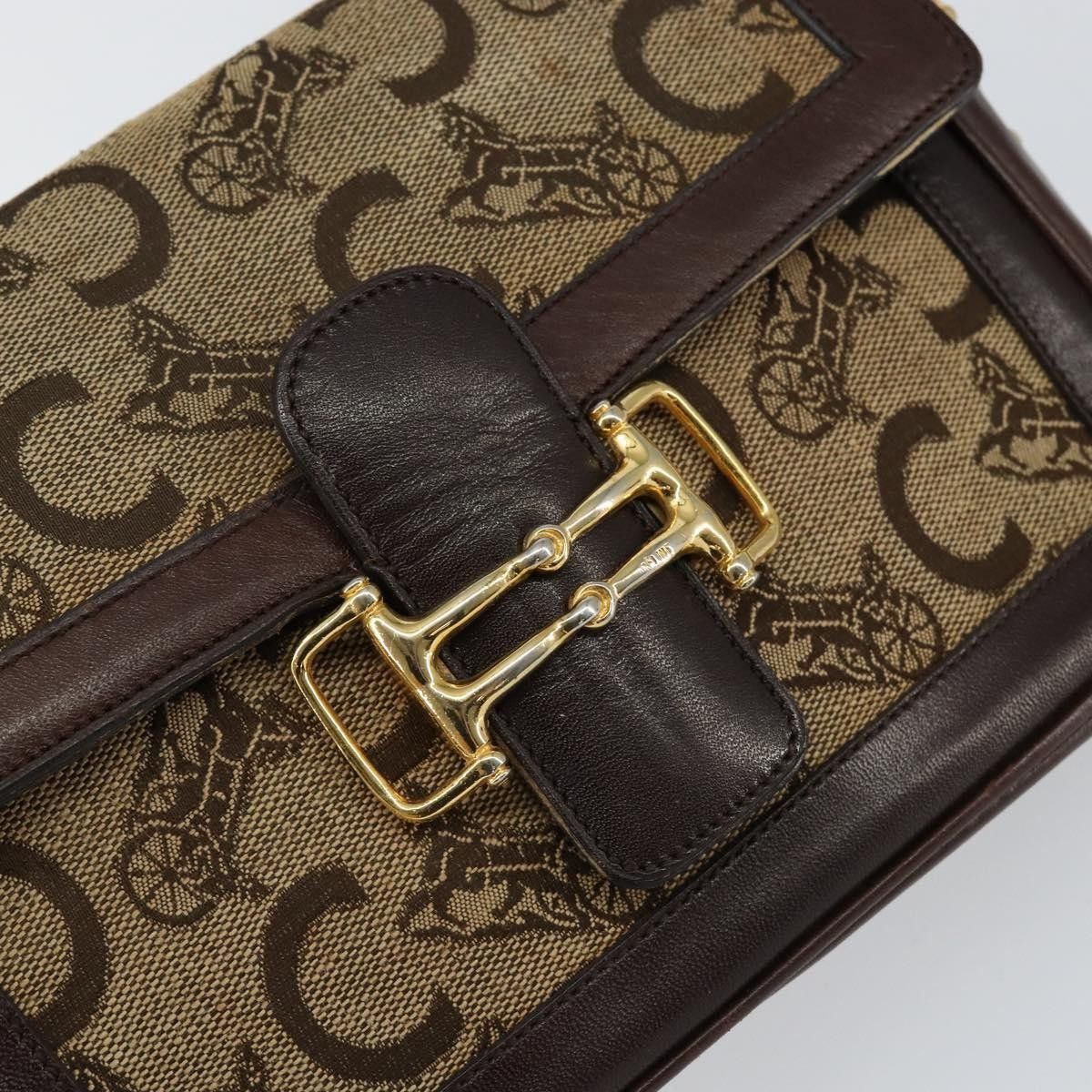 Celine Celine Vintage C Sulky Horsebit Shoulder bag Canvas and Leather Size ONE SIZE - 12 Thumbnail