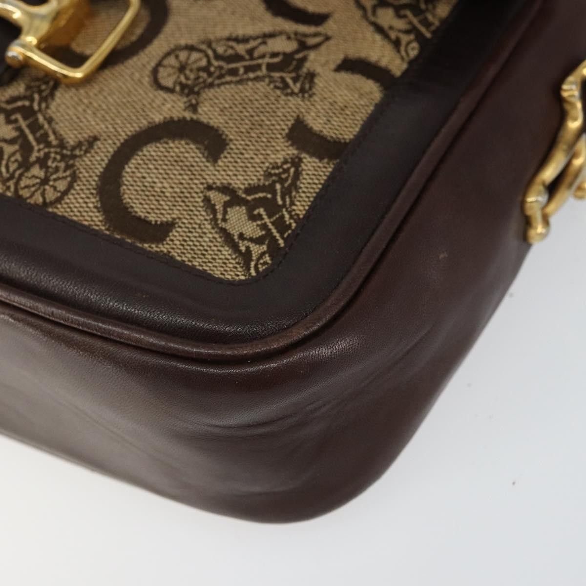 Celine Celine Vintage C Sulky Horsebit Shoulder bag Canvas and Leather Size ONE SIZE - 9 Thumbnail