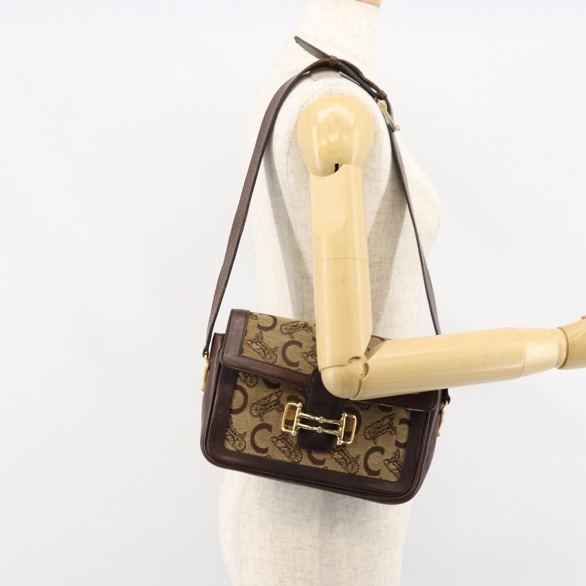 Celine Celine Vintage C Sulky Horsebit Shoulder bag Canvas and Leather Size ONE SIZE - 13 Thumbnail