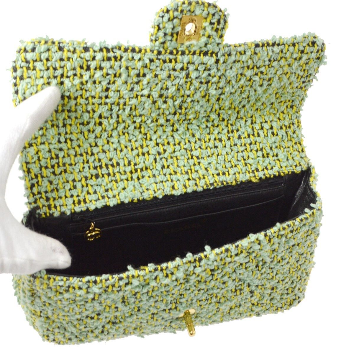 Chanel Chanel Vintage Classic Top Handle Flap Bag Quilted Tweed Size ONE SIZE - 9 Thumbnail