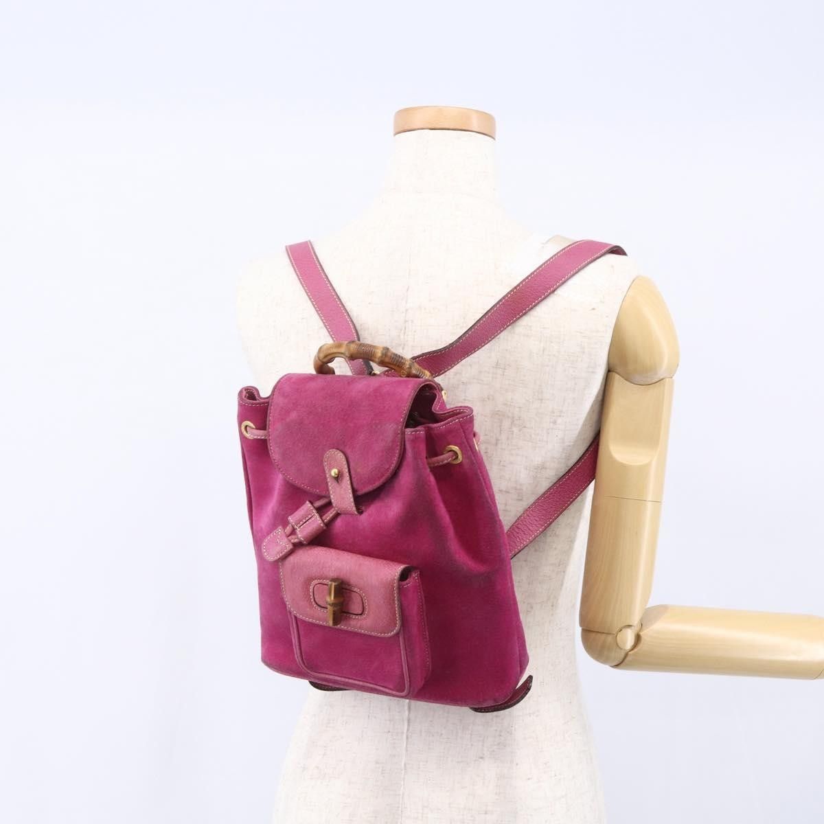 Gucci Gucci Vintage Bamboo Backpack Suede Size ONE SIZE - 14 Thumbnail