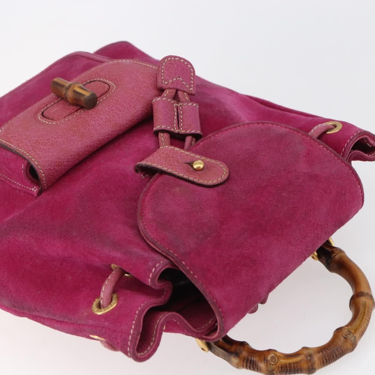 Gucci Gucci Vintage Bamboo Backpack Suede Size ONE SIZE - 16 Thumbnail