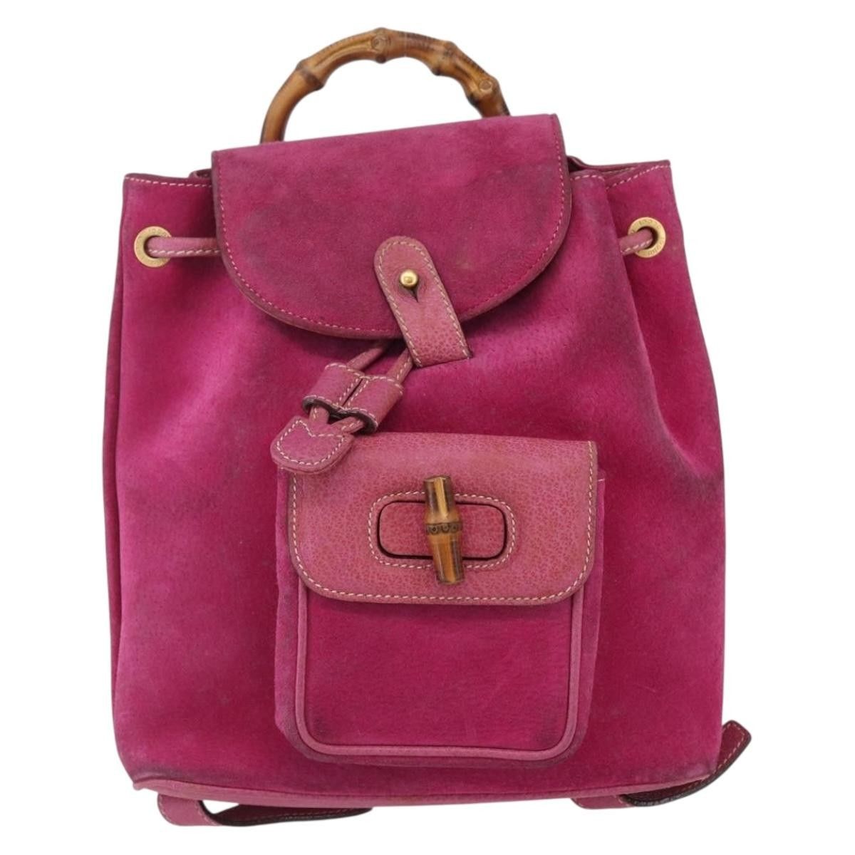 Gucci Gucci Vintage Bamboo Backpack Suede Size ONE SIZE - 19 Thumbnail