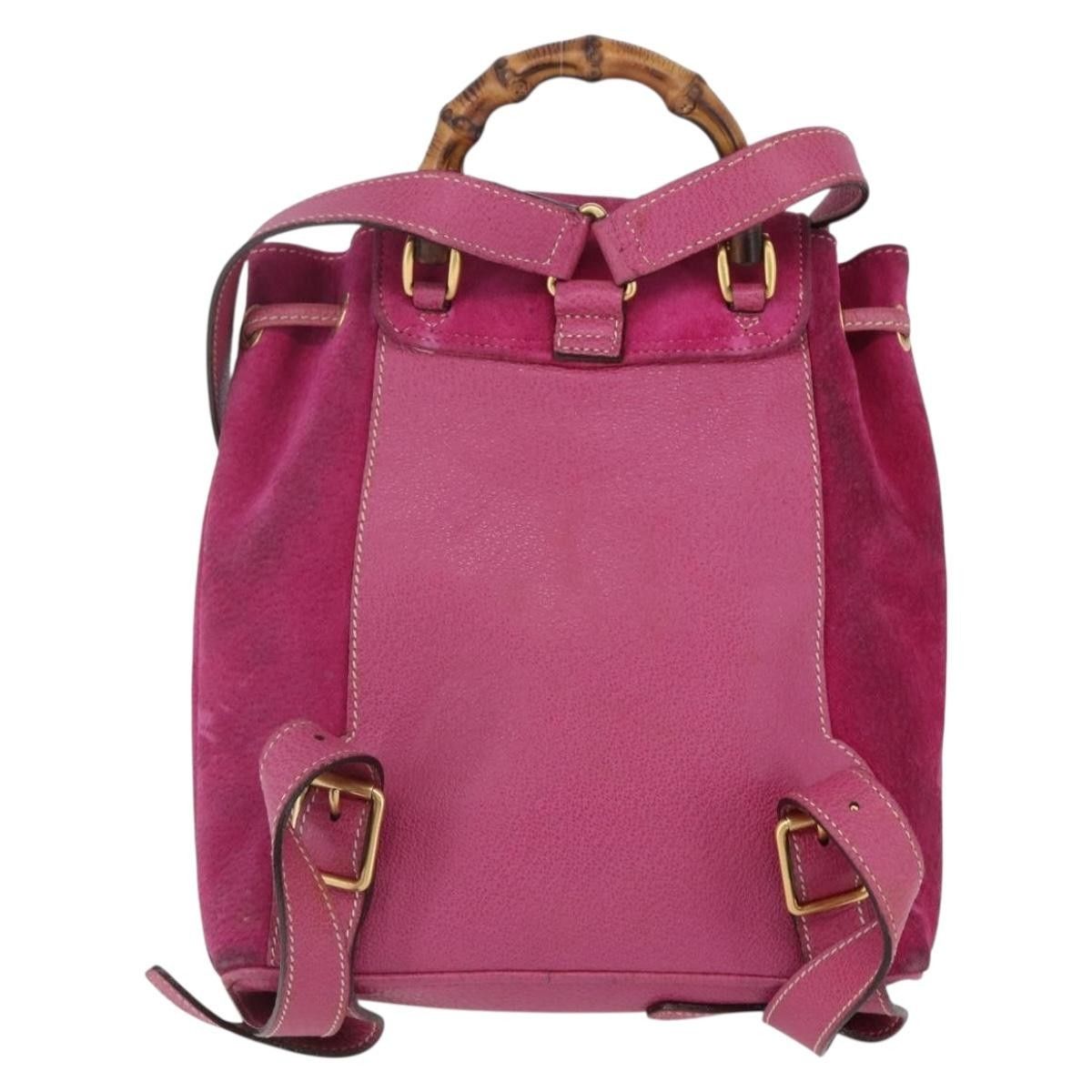 Gucci Gucci Vintage Bamboo Backpack Suede Size ONE SIZE - 2 Thumbnail