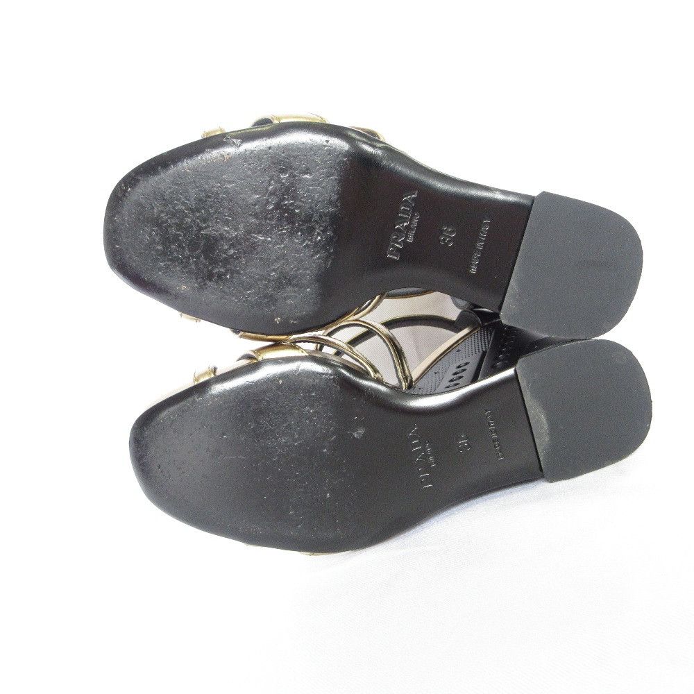 Prada Prada Prada Cross Strap Leather Sandals Leather Shoes DUTY FREE for USA Size ONE SIZE - 5 Thumbnail