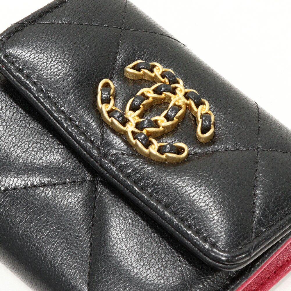 Chanel Chanel Chanel CHANEL19 Small Flap Wallet Lambskin Wallet Leather Short Wallet AP0954 DUTY FREE for USA Size ONE SIZE - 6 Thumbnail