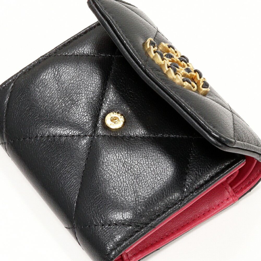 Chanel Chanel Chanel CHANEL19 Small Flap Wallet Lambskin Wallet Leather Short Wallet AP0954 DUTY FREE for USA Size ONE SIZE - 5 Thumbnail