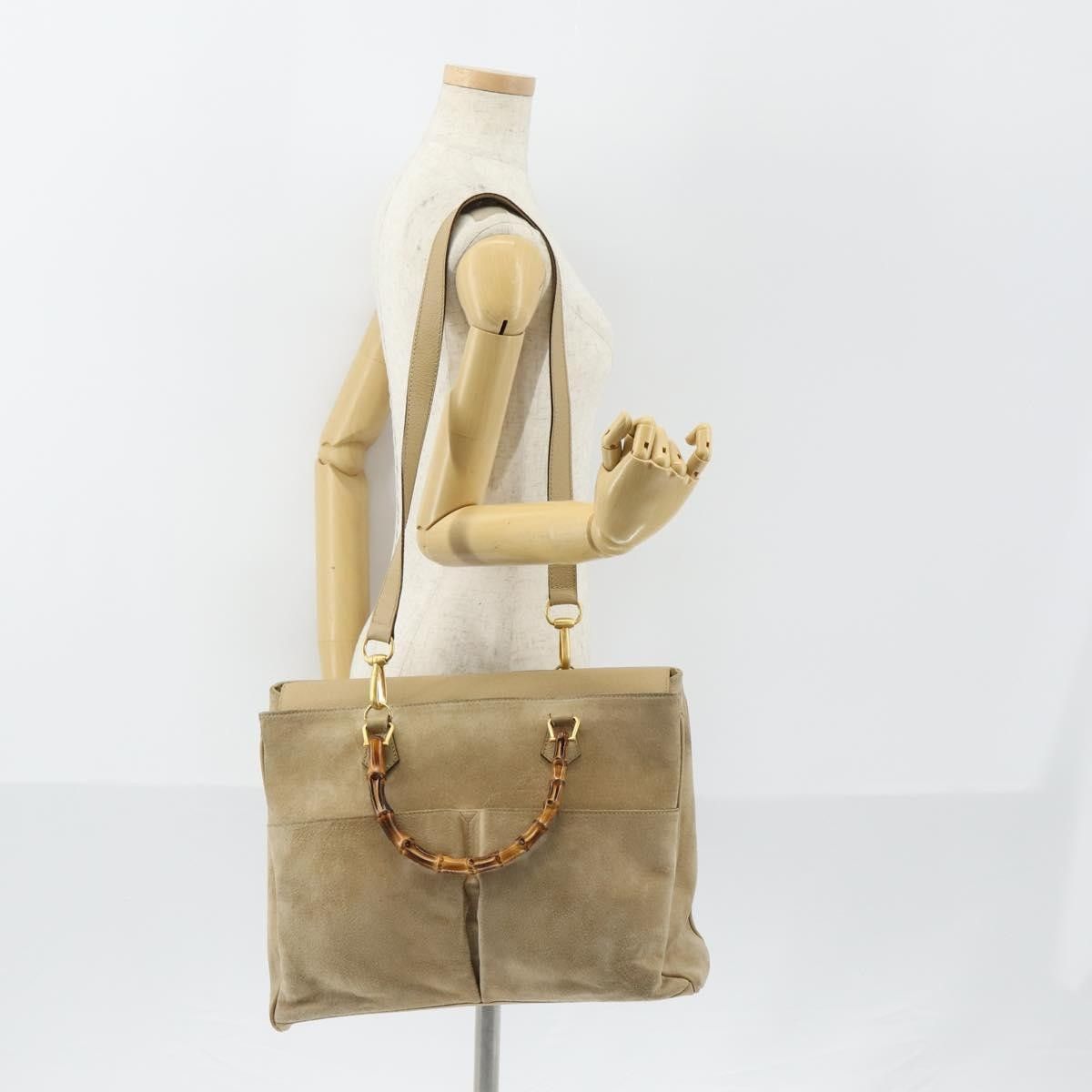 Gucci Gucci Vintage Bamboo Handle Bag Suede Size ONE SIZE - 14 Thumbnail