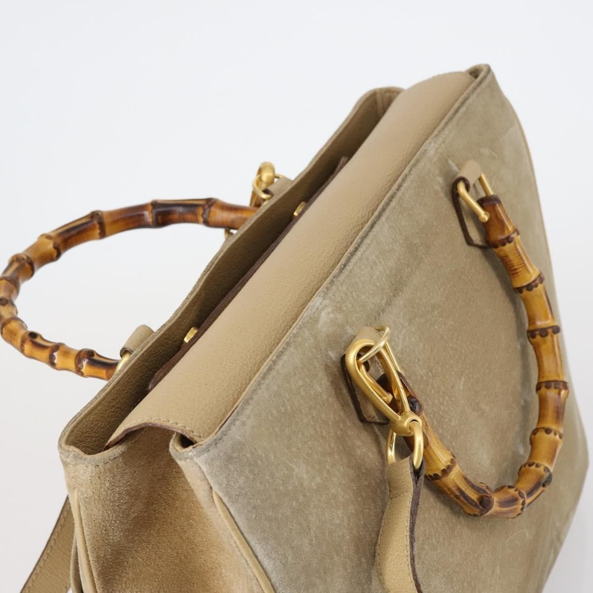 Gucci Gucci Vintage Bamboo Handle Bag Suede Size ONE SIZE - 16 Thumbnail