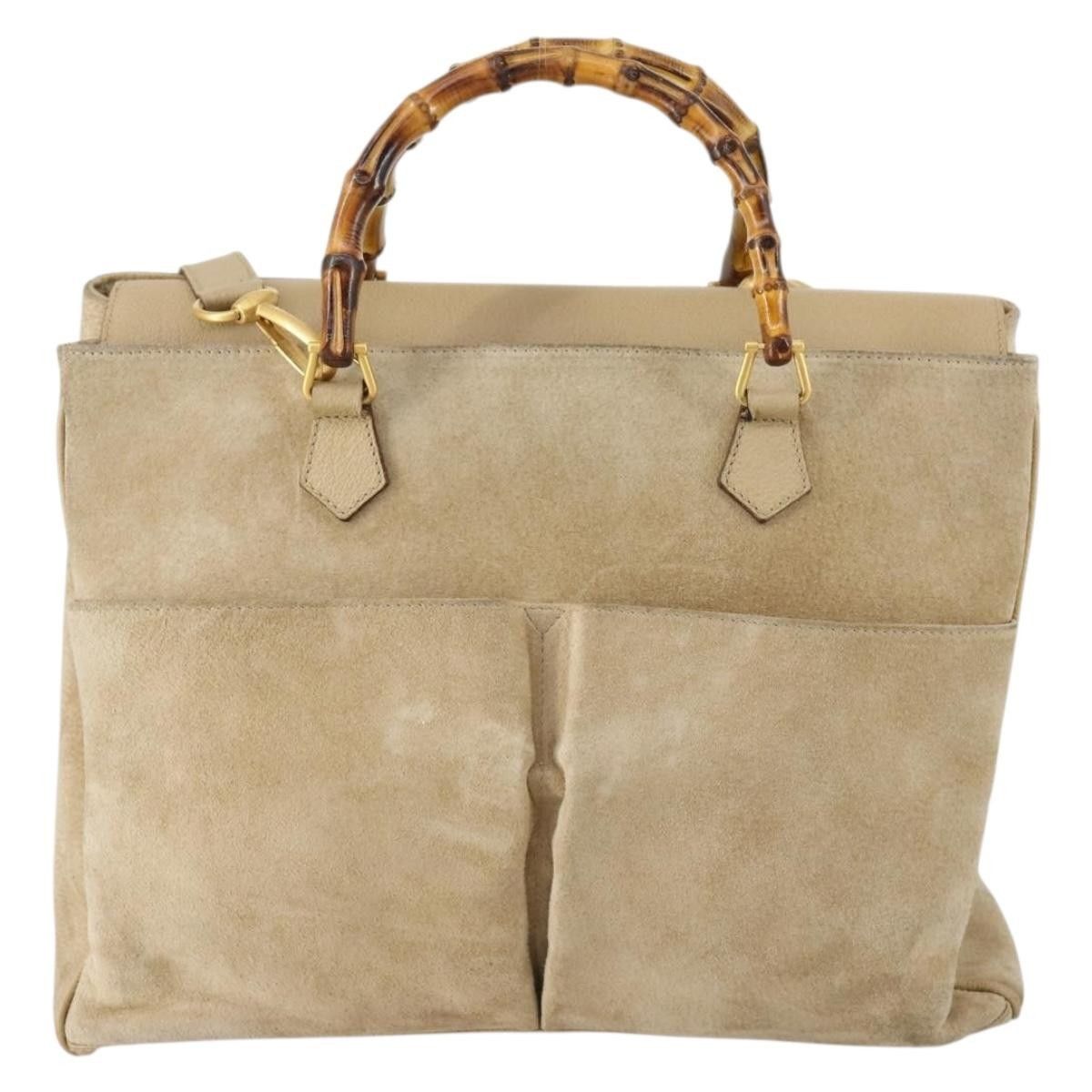 Gucci Gucci Vintage Bamboo Handle Bag Suede Size ONE SIZE - 19 Thumbnail