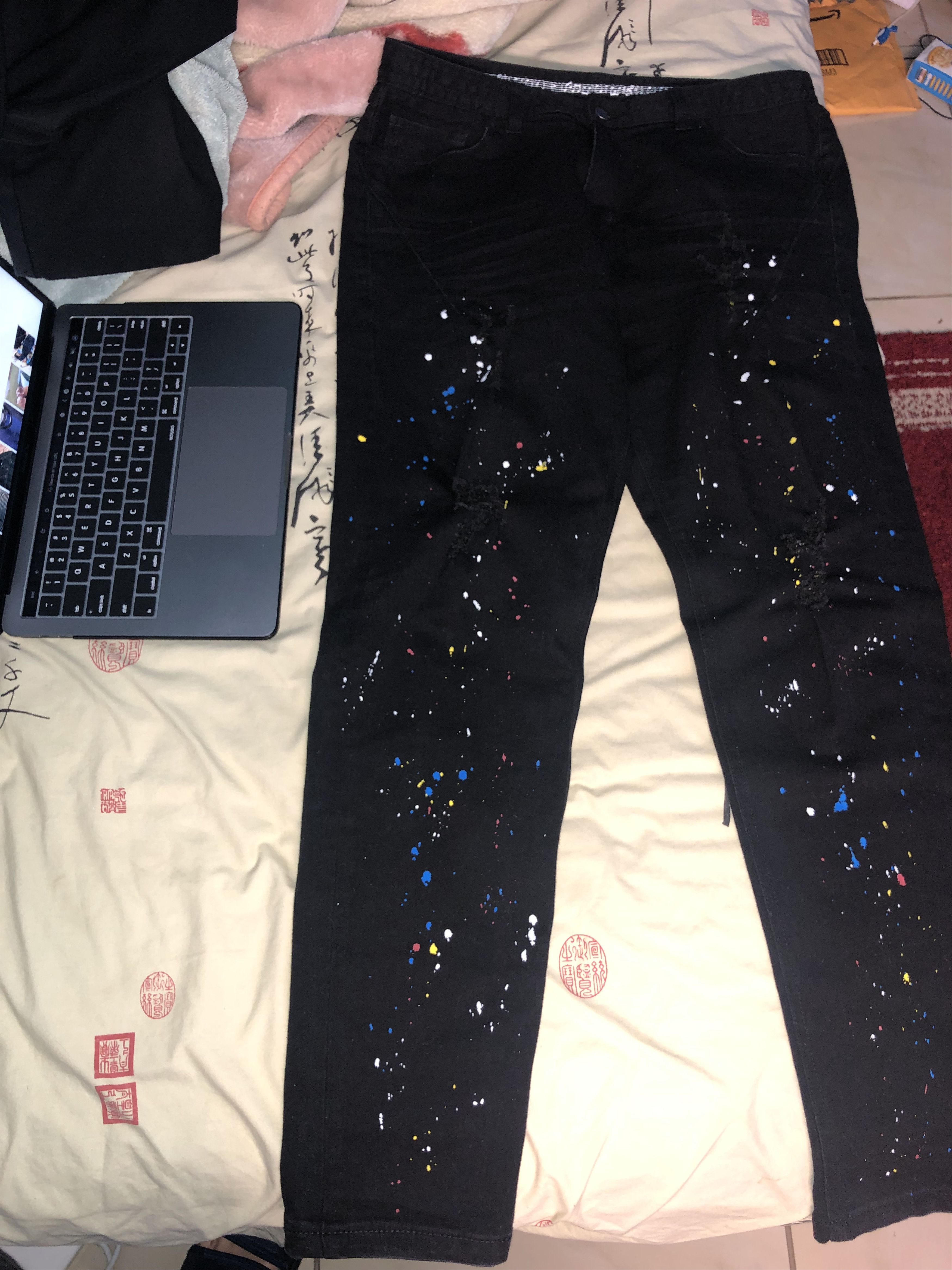 Number (N)ine Number Nine Black Paint Splatter Jeans | Grailed
