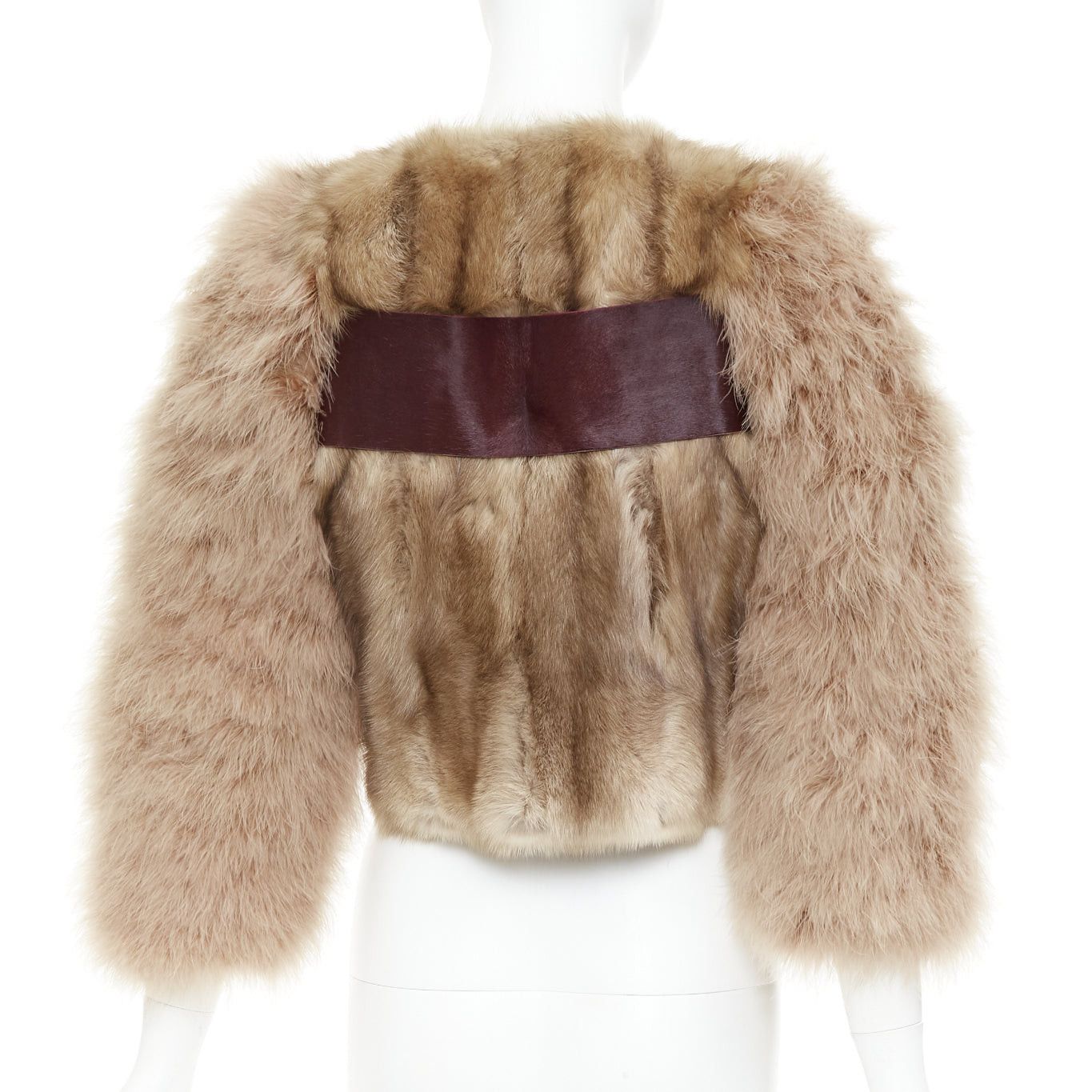 Givenchy rare GIVENCHY beige Astrakan fur feather sleeves cropped bolero jacket Size S / US 4 / IT 40 - 6 Thumbnail