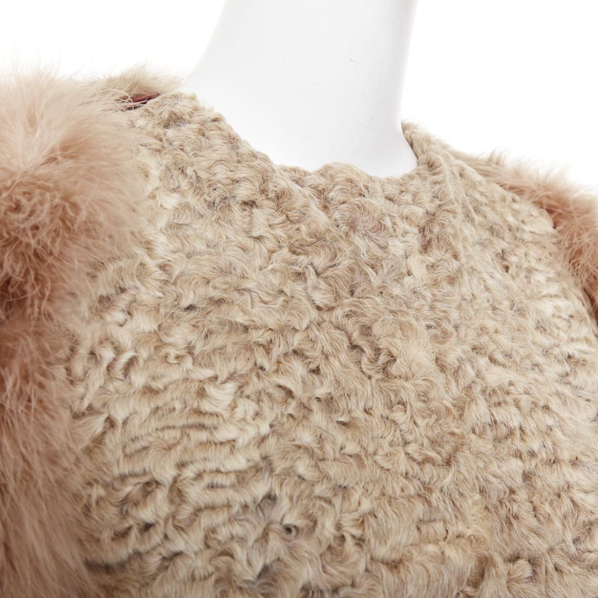 Givenchy rare GIVENCHY beige Astrakan fur feather sleeves cropped bolero jacket Size S / US 4 / IT 40 - 8 Thumbnail