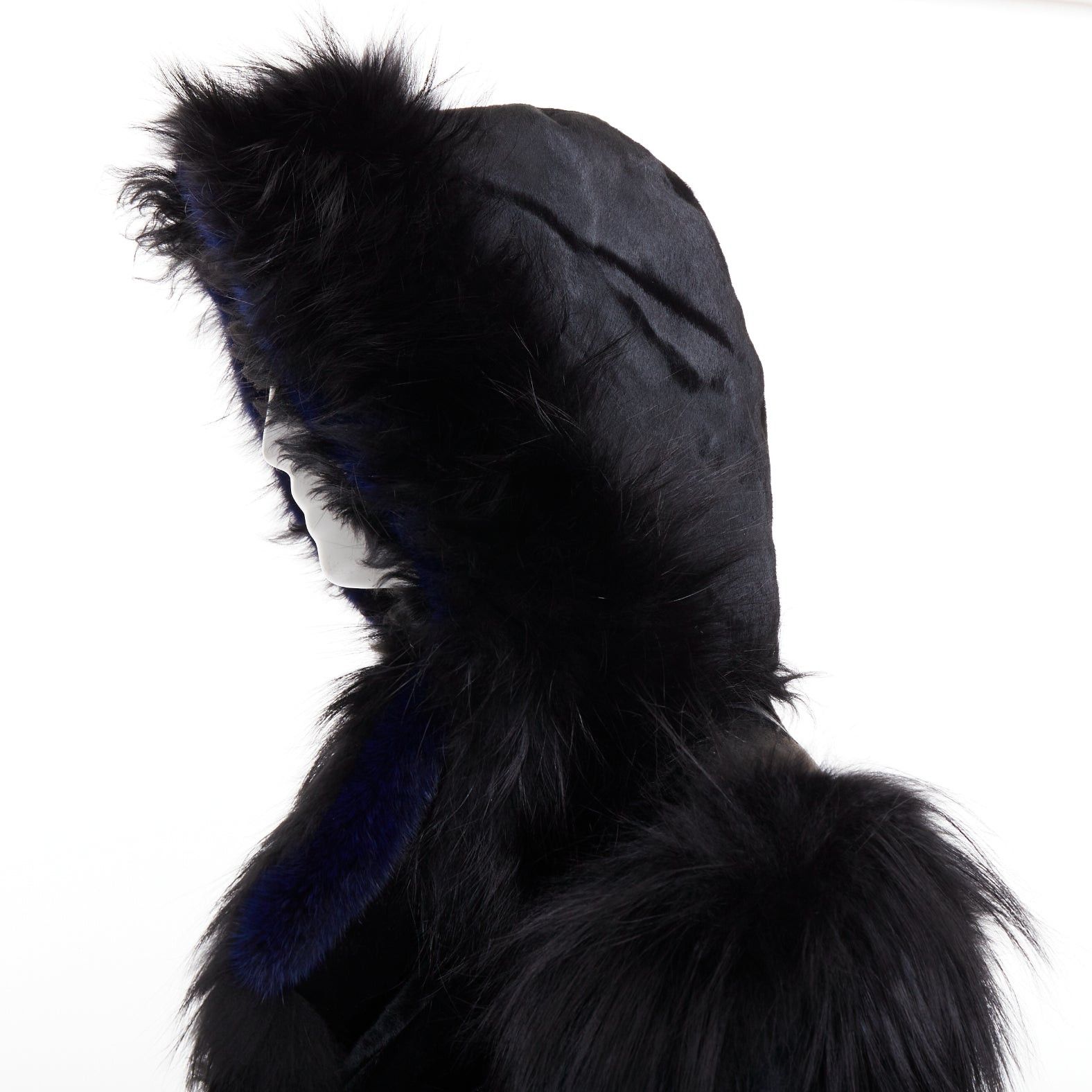 Emilio Pucci EMILIO PUCCI Vintage ethnic detail black calfskin mixed shearling raccoon fur coat IT40 S Size S / US 4 / IT 40 - 8 Thumbnail
