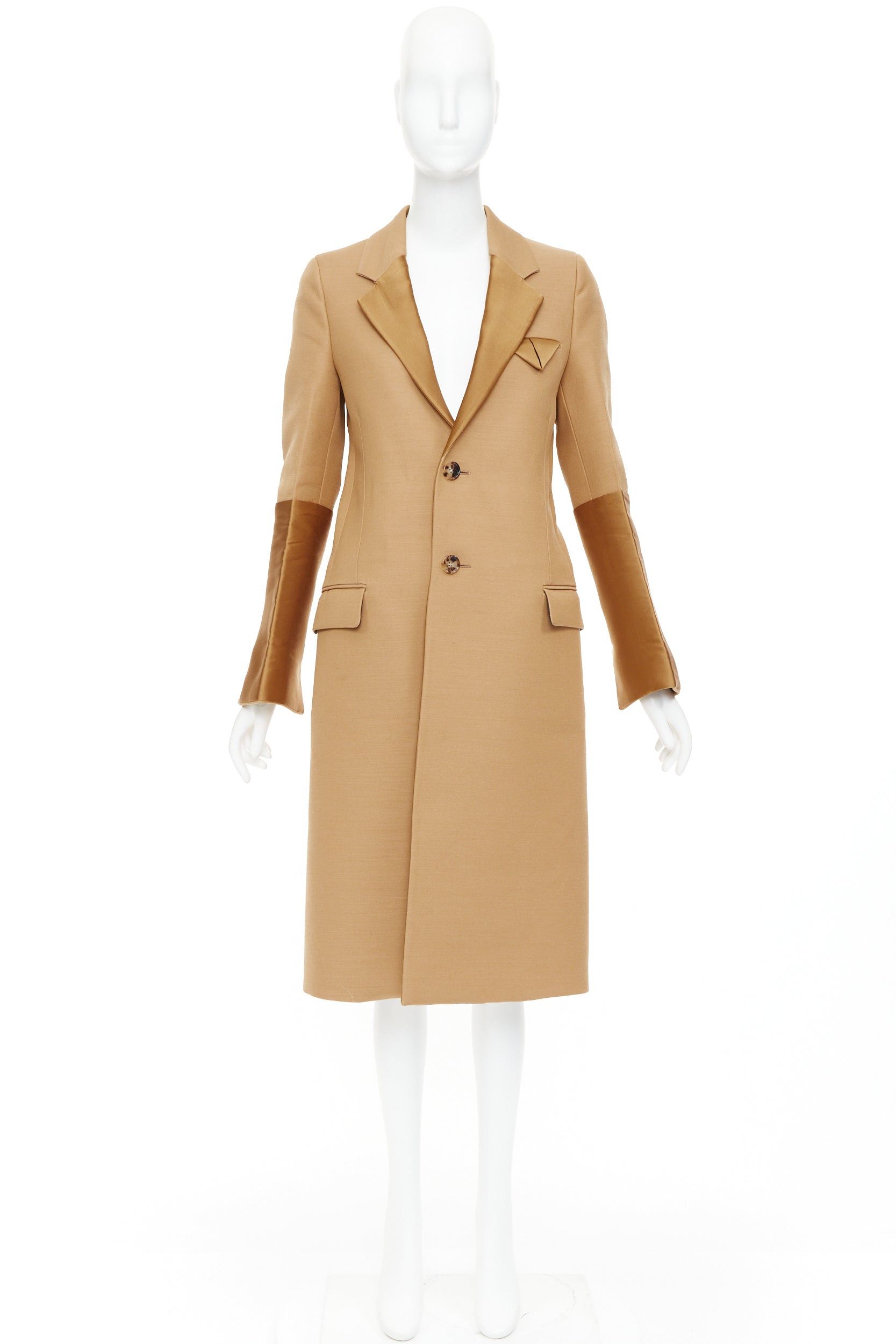 Bottega Veneta BOTTEGA VENETA 2019 Runway camel brown satin trim leather belted coat IT38 XS Size XS / US 0-2 / IT 36-38 - 10 Thumbnail
