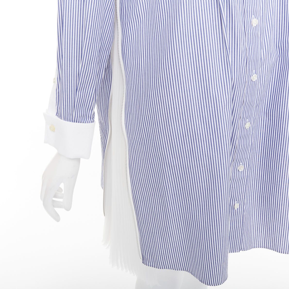 Sacai SACAI 2017 blue white striped cotton poplin bib collar ruffle shirt dress JP1 S Size S / US 4 / IT 40 - 7 Thumbnail