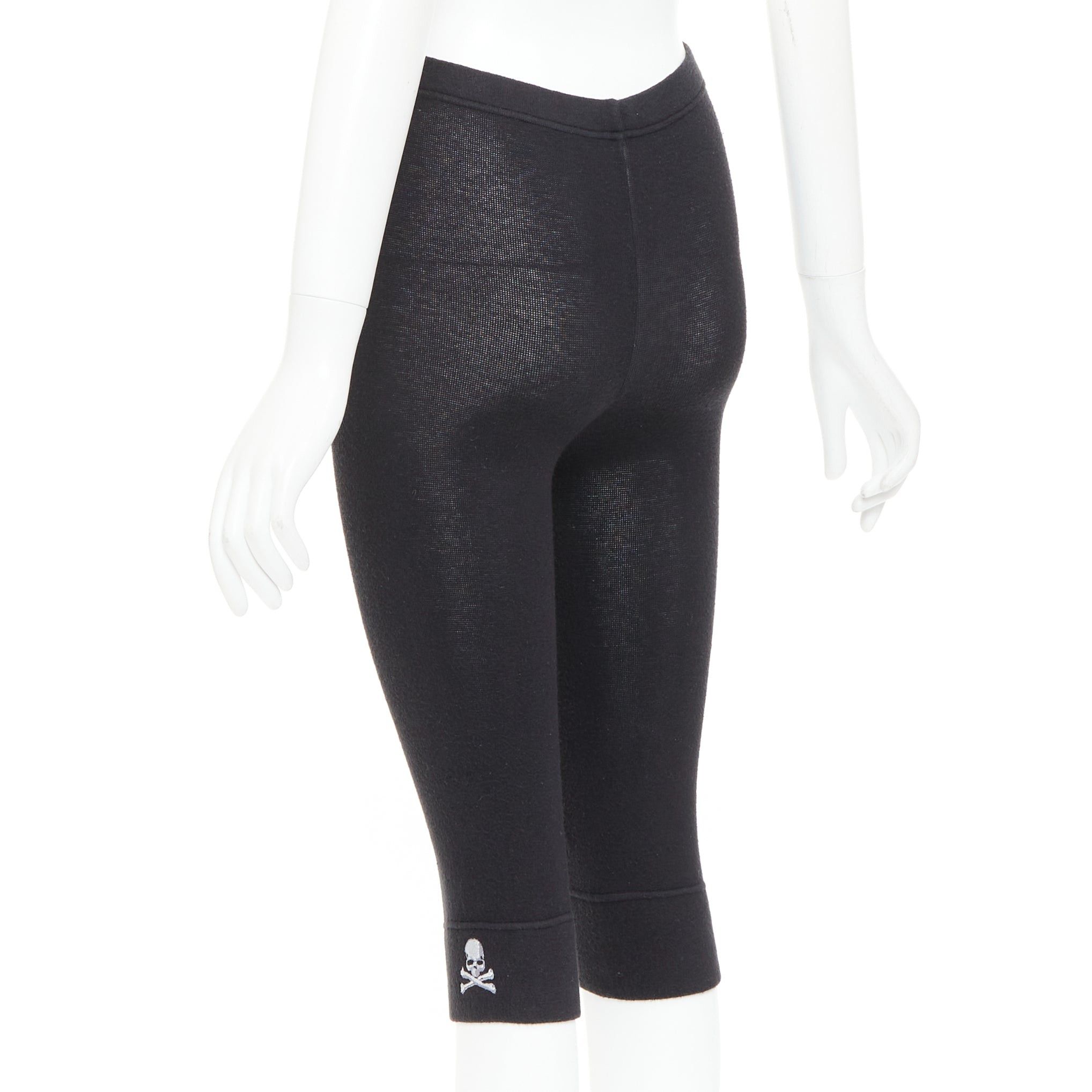 Mastermind Japan MASTERMIND JAPAN black grey embroidered skull knit cropped legging IT38 XS Size 26" / US 2 / IT 38 - 6 Thumbnail