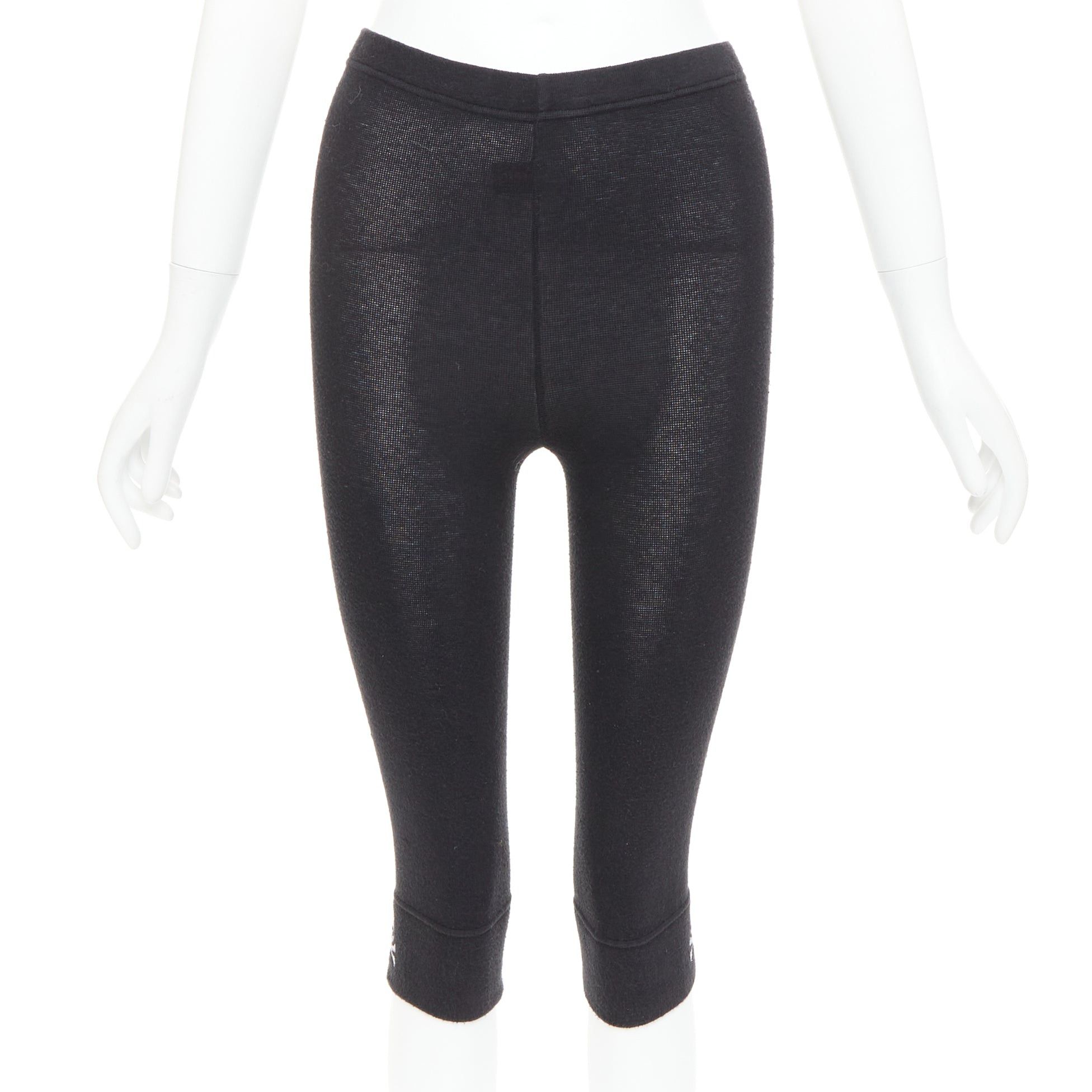 Mastermind Japan MASTERMIND JAPAN black grey embroidered skull knit cropped legging IT38 XS Size 26" / US 2 / IT 38 - 3 Thumbnail