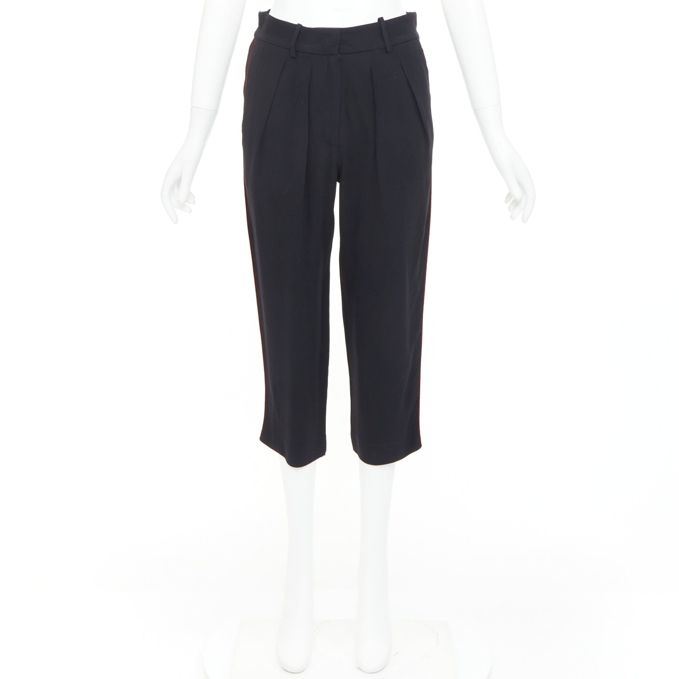 Isabel Marant ISABEL MARANT black red piping pleated straight cut capri pants FR36 S Size 27" / US 4 / IT 40 - 9 Thumbnail
