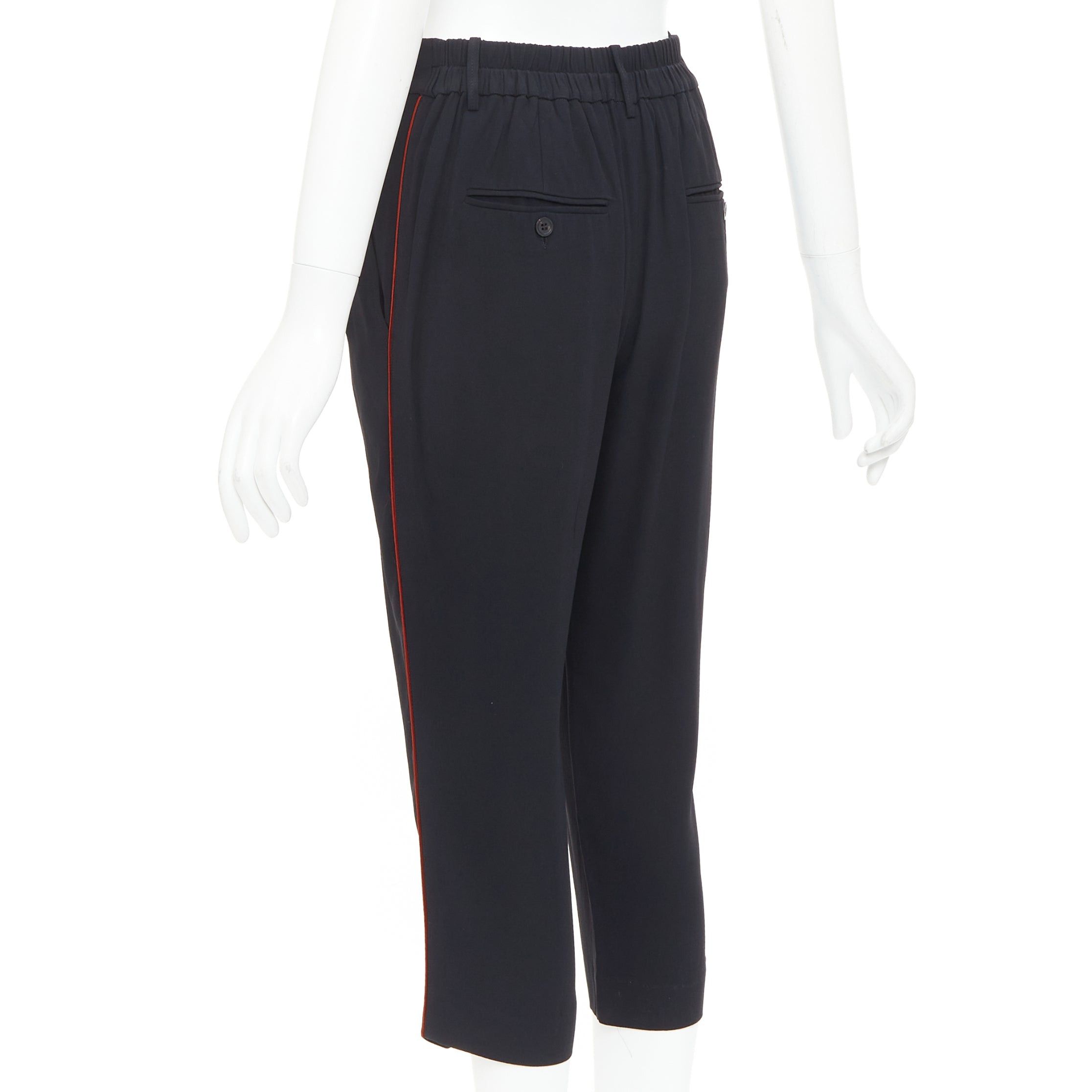 Isabel Marant ISABEL MARANT black red piping pleated straight cut capri pants FR36 S Size 27" / US 4 / IT 40 - 6 Thumbnail