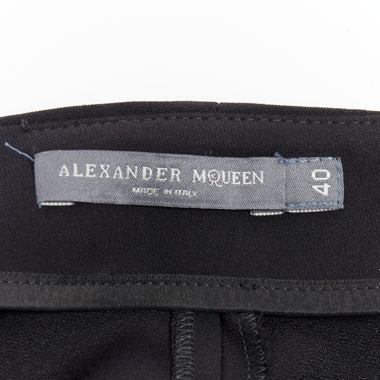 Alexander McQueen ALEXANDER MCQUEEN black silky slit front high waisted cropped pants IT40 S Size 27" / US 4 / IT 40 - 8 Thumbnail