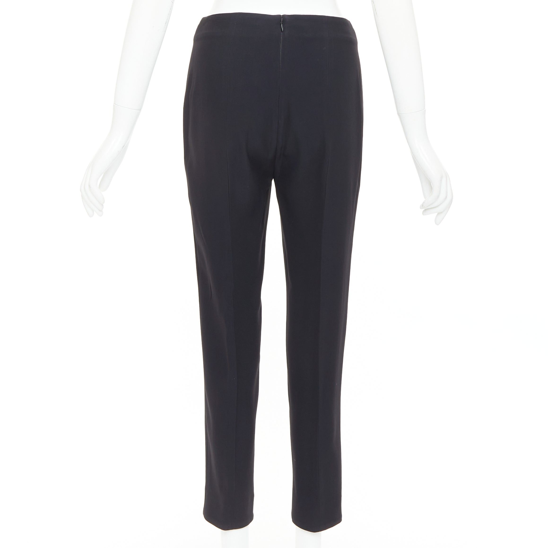 Alexander McQueen ALEXANDER MCQUEEN black silky slit front high waisted cropped pants IT40 S Size 27" / US 4 / IT 40 - 5 Thumbnail