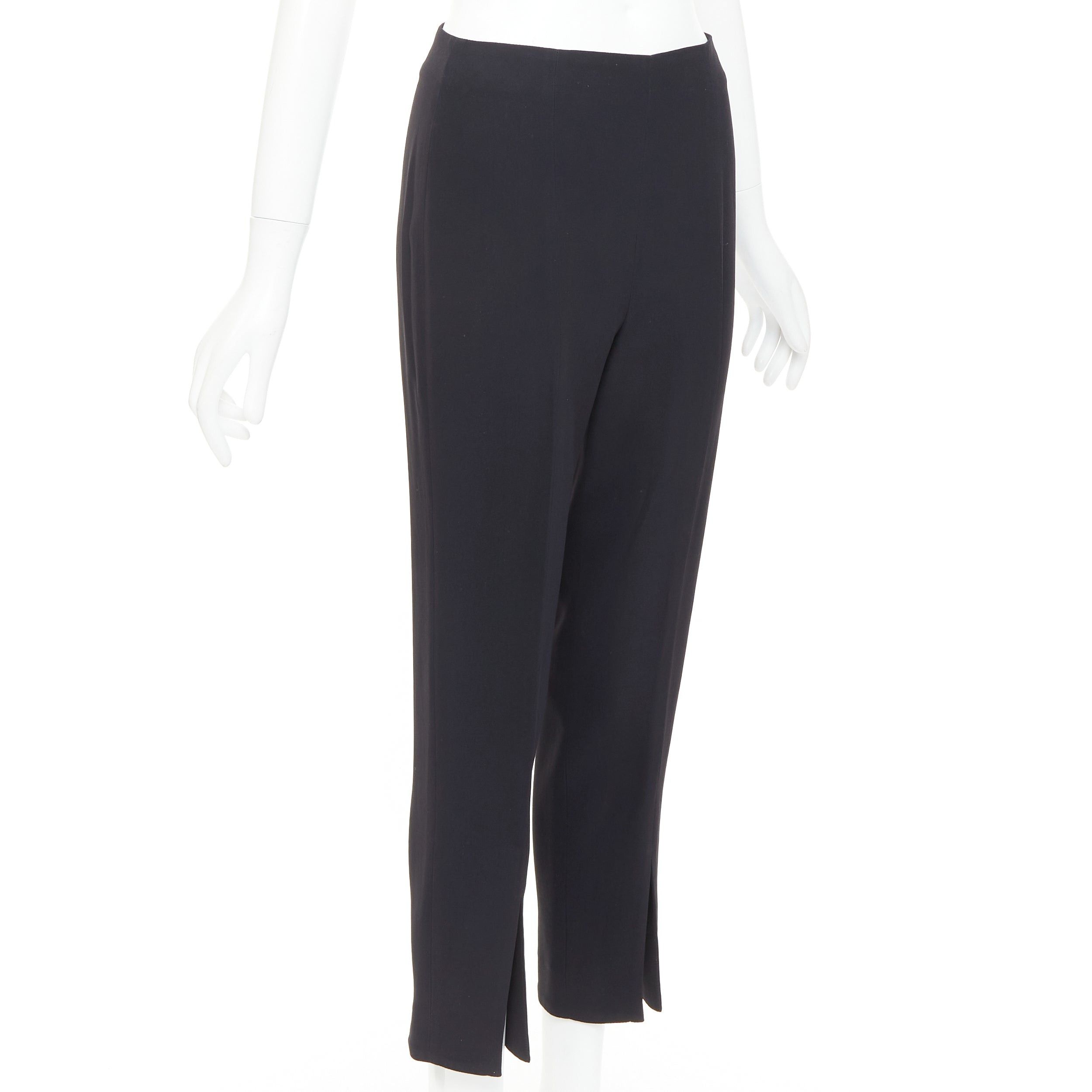 Alexander McQueen ALEXANDER MCQUEEN black silky slit front high waisted cropped pants IT40 S Size 27" / US 4 / IT 40 - 3 Thumbnail