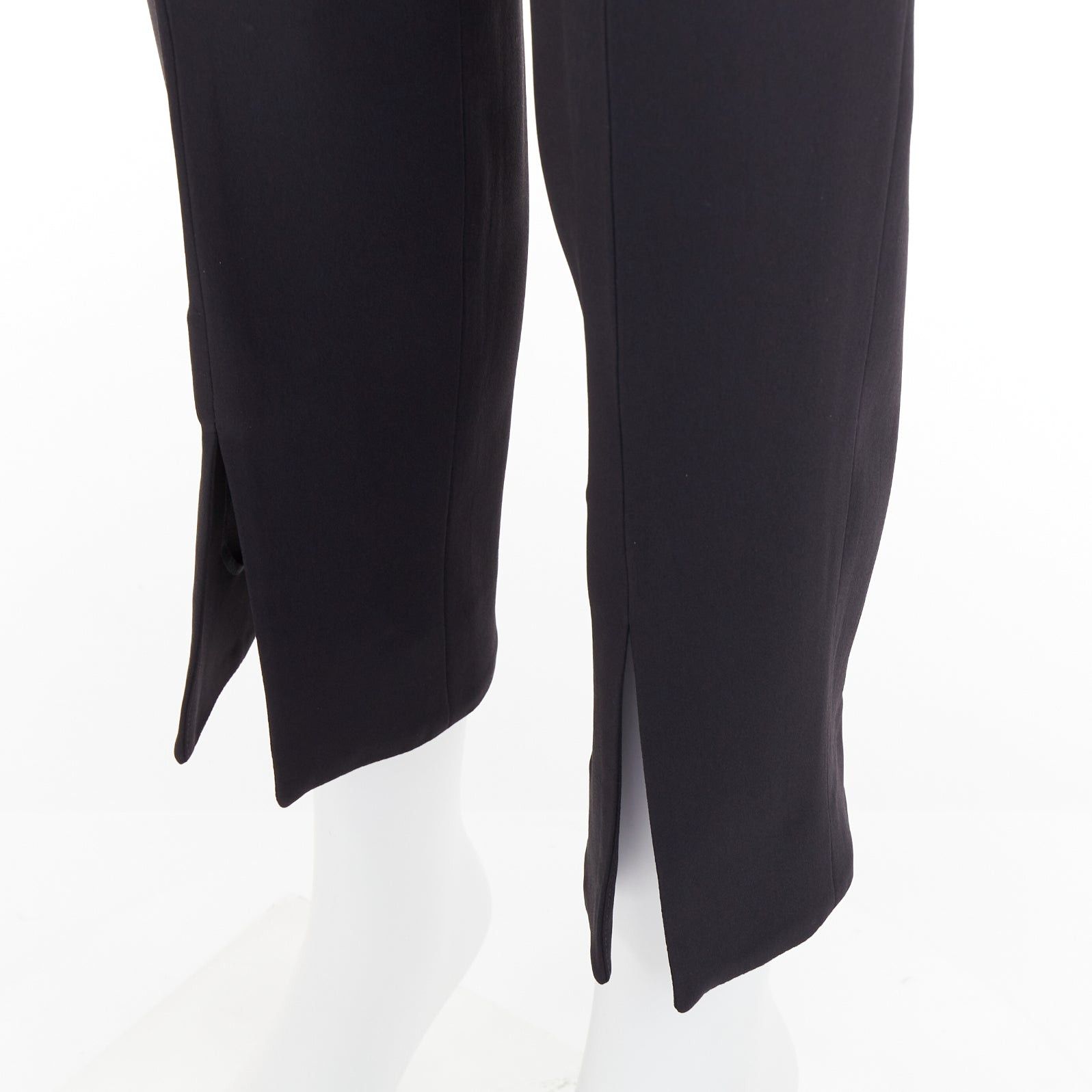 Alexander McQueen ALEXANDER MCQUEEN black silky slit front high waisted cropped pants IT40 S Size 27" / US 4 / IT 40 - 2 Thumbnail