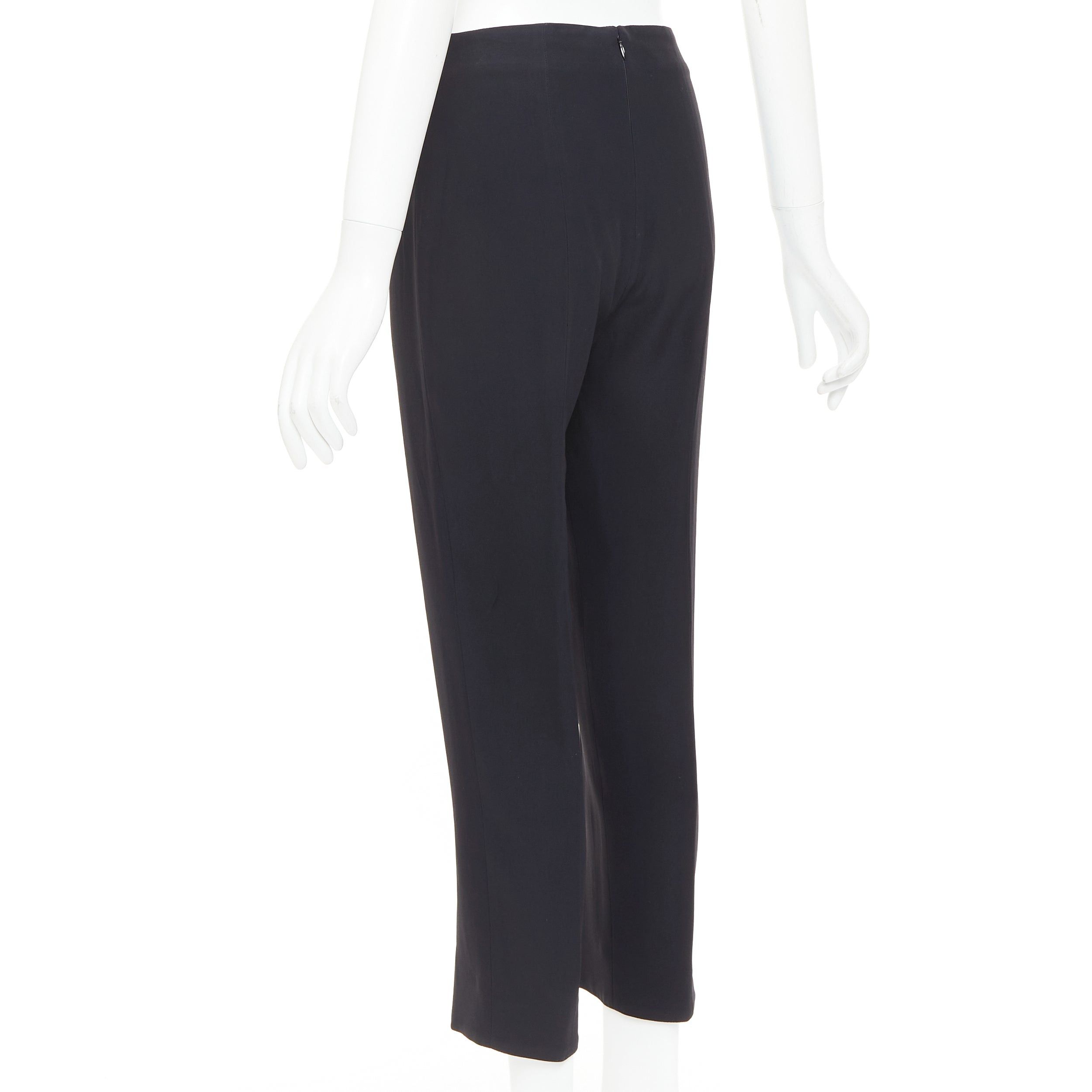 Alexander McQueen ALEXANDER MCQUEEN black silky slit front high waisted cropped pants IT40 S Size 27" / US 4 / IT 40 - 6 Thumbnail