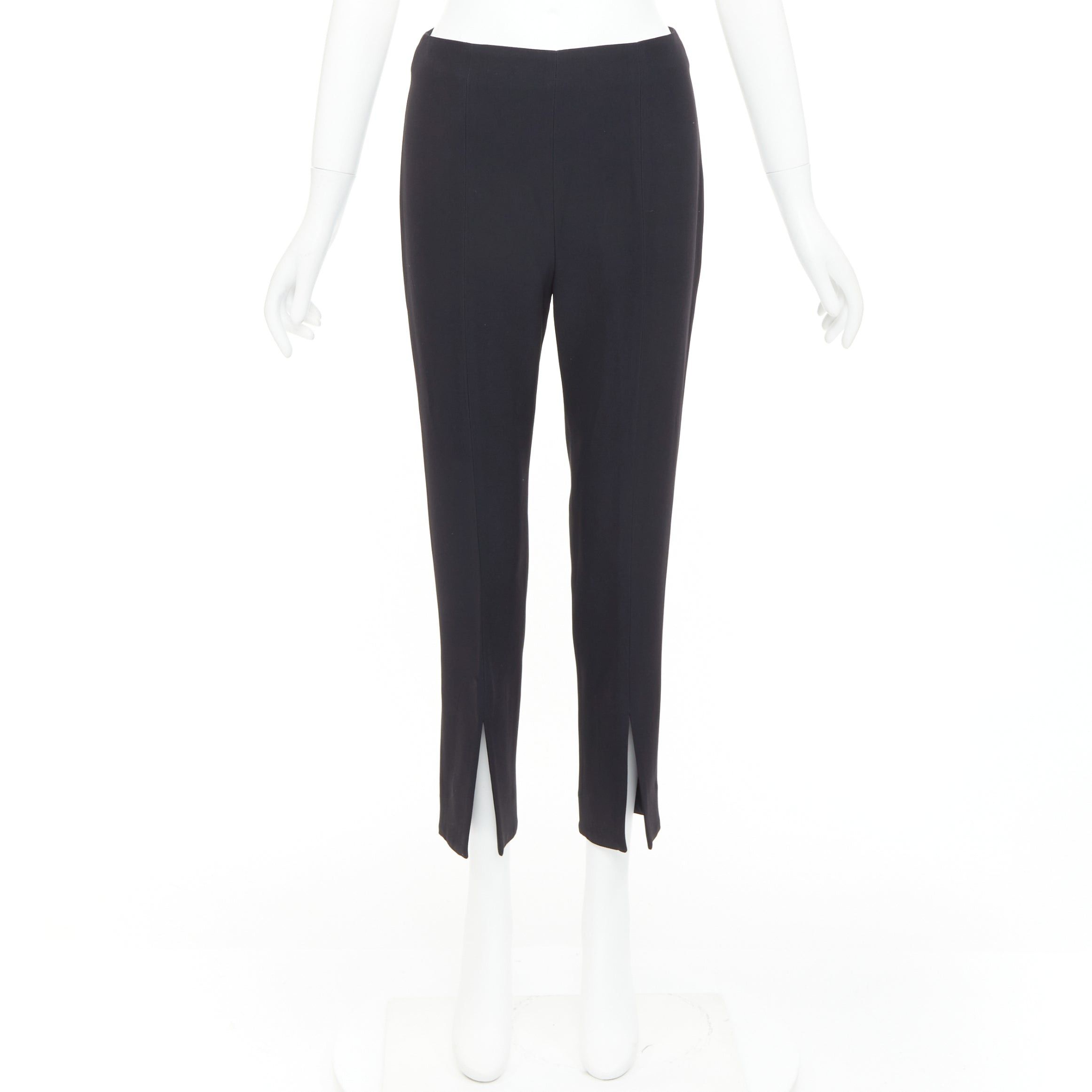 Alexander McQueen ALEXANDER MCQUEEN black silky slit front high waisted cropped pants IT40 S Size 27" / US 4 / IT 40 - 9 Thumbnail