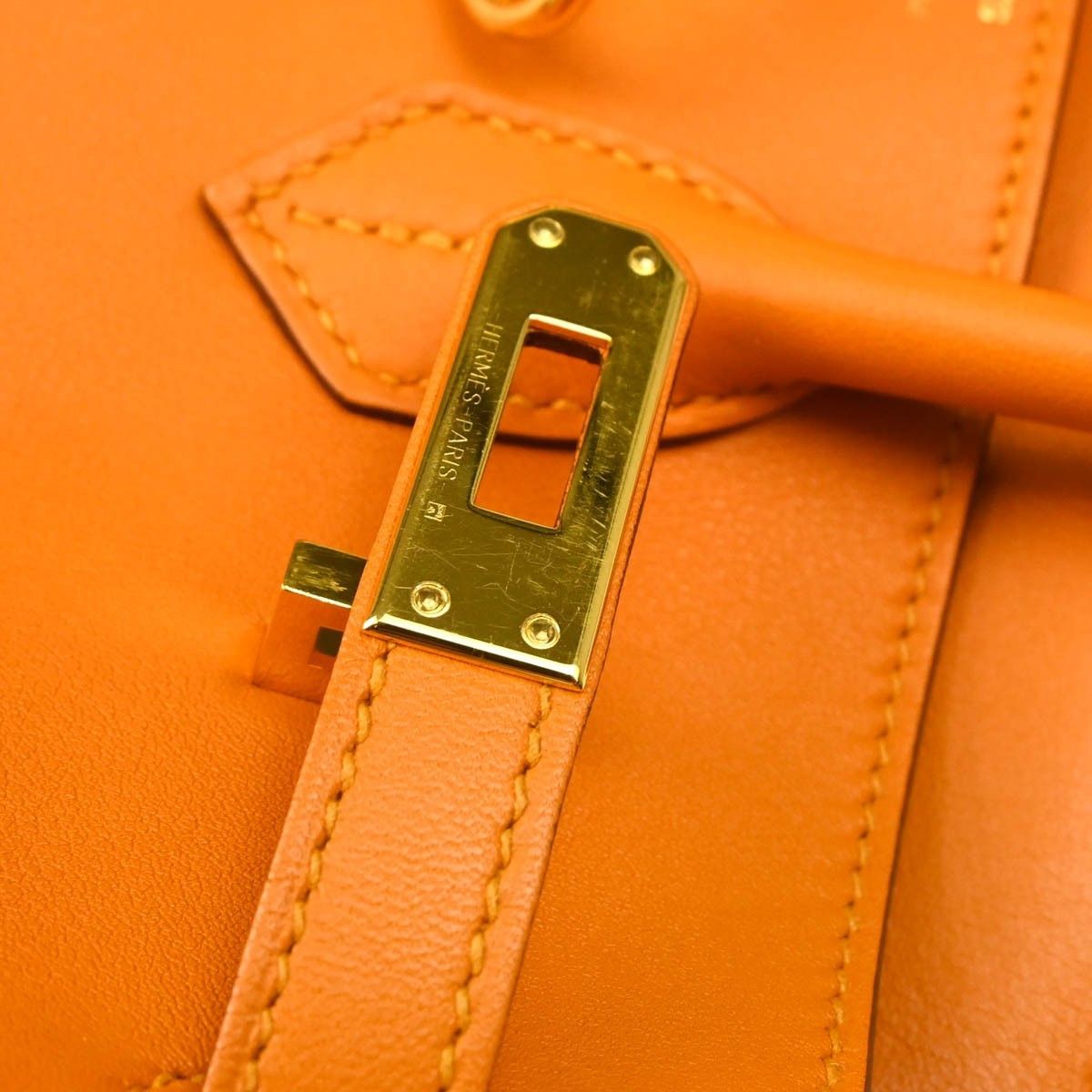 Hermes Hermes Birkin Handbag Orange Togo with Palladium Hardware Size ONE SIZE - 7 Thumbnail