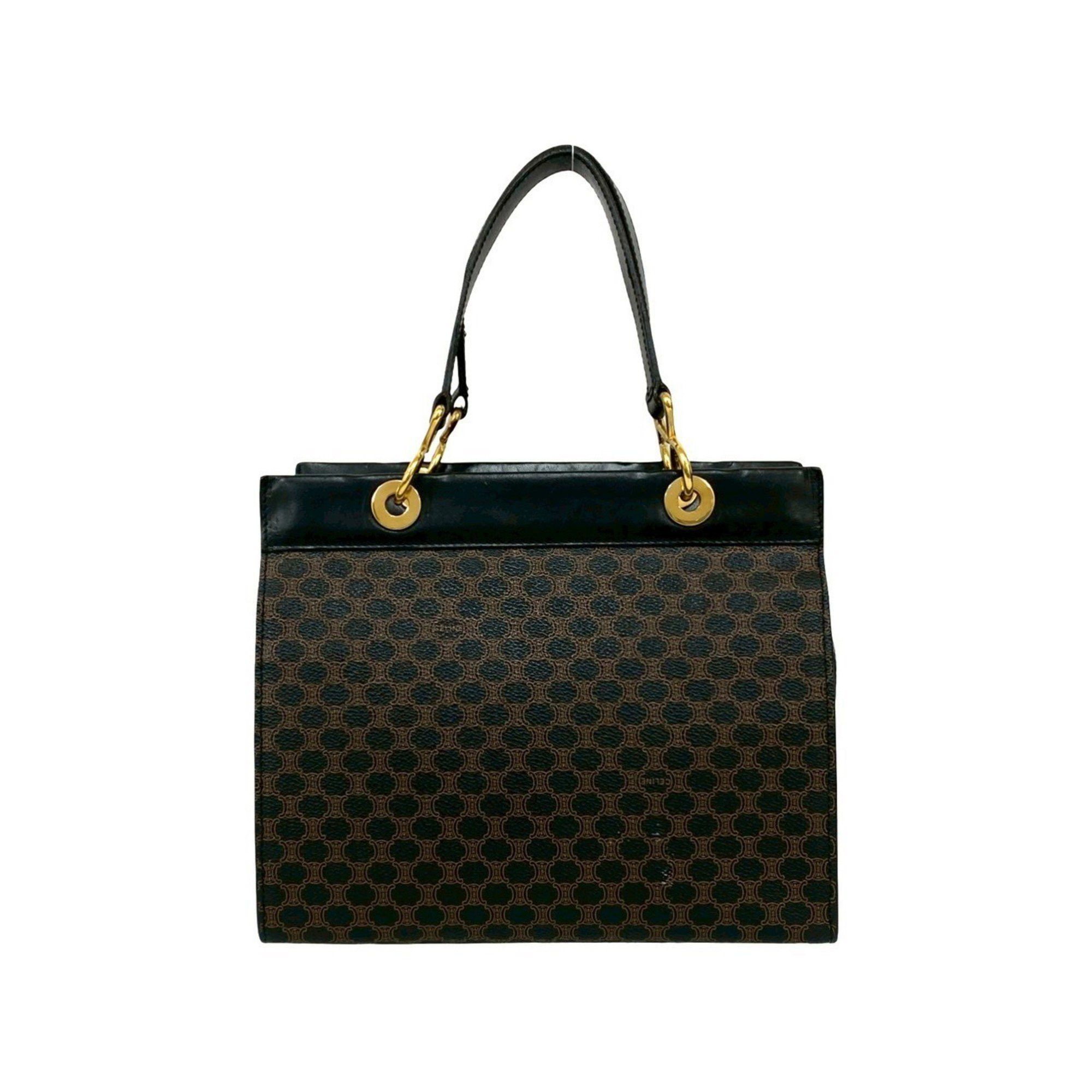 Celine CELINE Macadam Blason Pattern Leather Handbag/Mini Tote Bag, Black/Brown, 31523 Size ONE SIZE - 3 Thumbnail