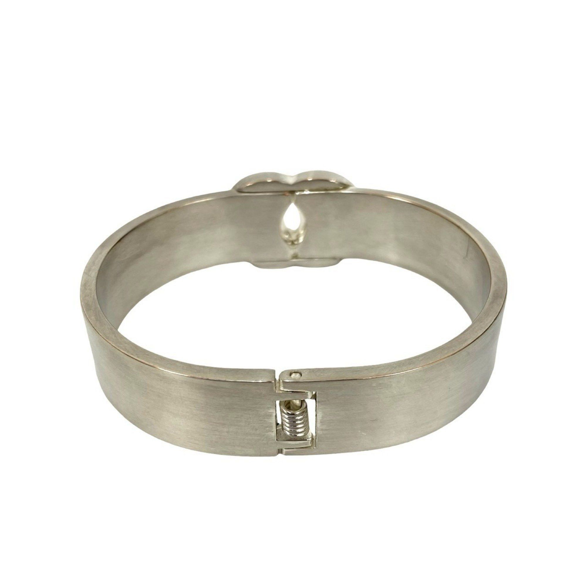 Chanel CHANEL Coco Mark Logo Metal Bangle Bracelet in Silver 75130 Size ONE SIZE - 6 Thumbnail