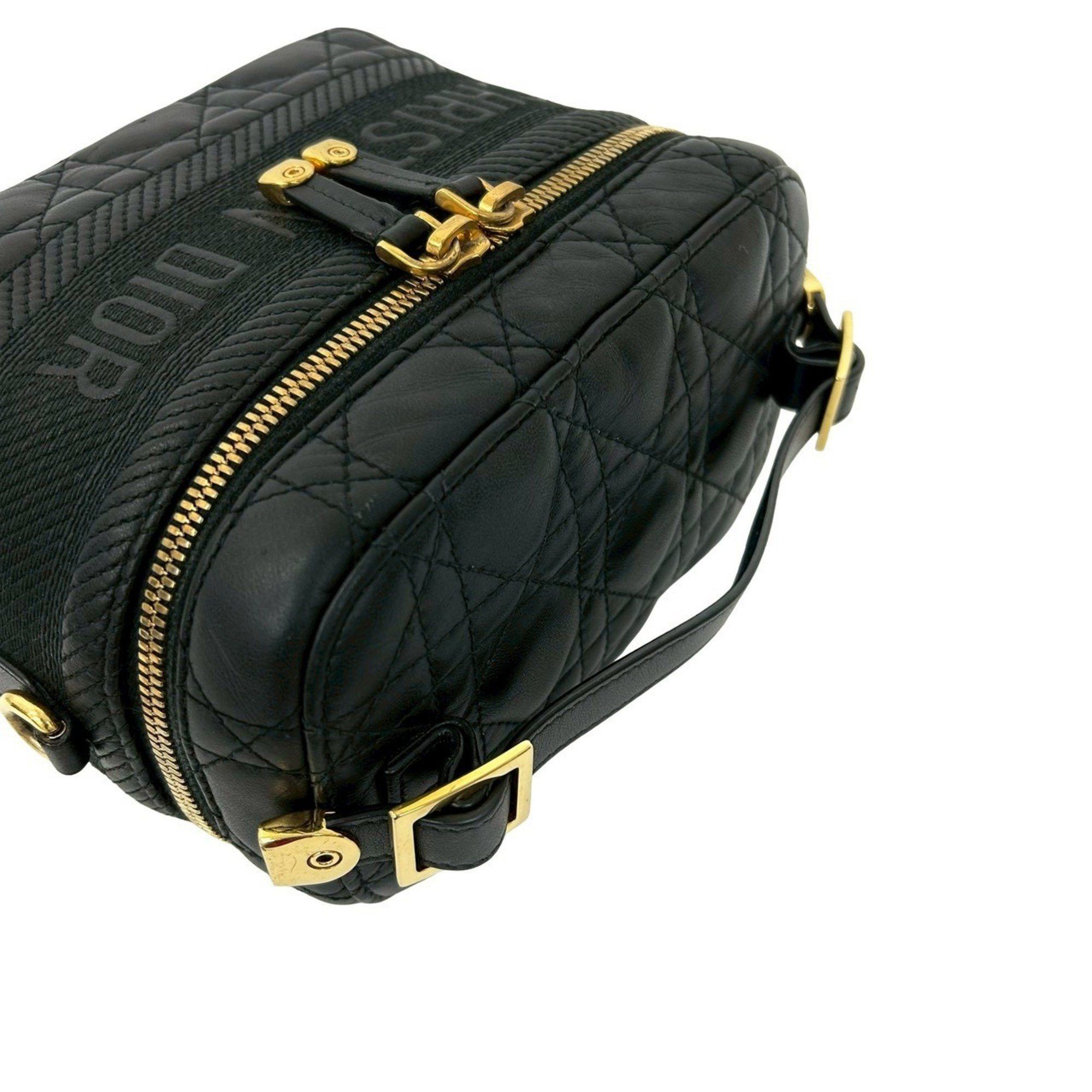 Dior Christian Dior Travel Small Vanity Bag, Cannage Leather, 2-Way Handbag/Shoulder Black, 33230 Size ONE SIZE - 4 Thumbnail