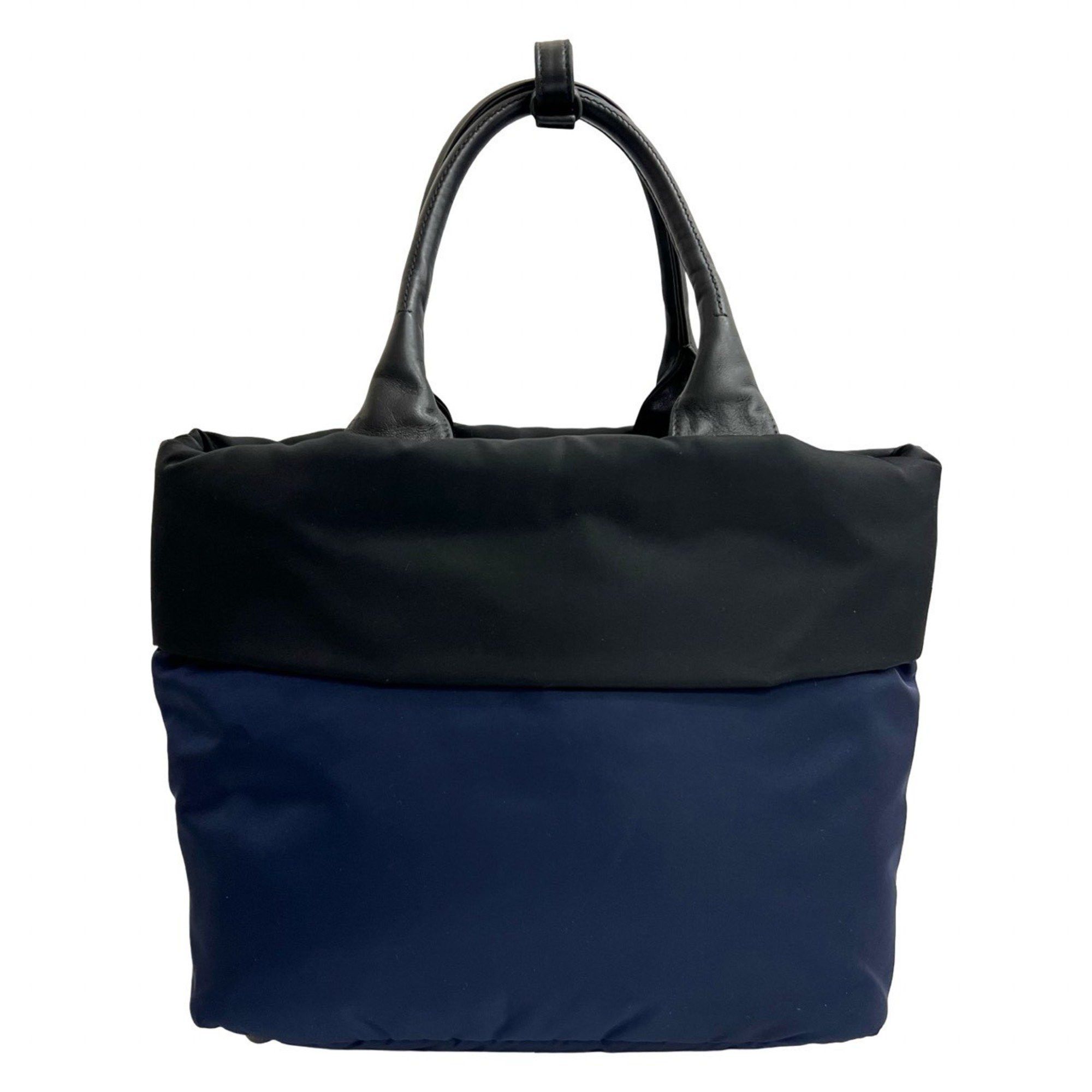 Prada Prada Triangle Logo Hardware Nylon Leather 2-Way Shoulder Bag Tote Handbag Black Navy Size 24-10 Size ONE SIZE - 3 Thumbnail