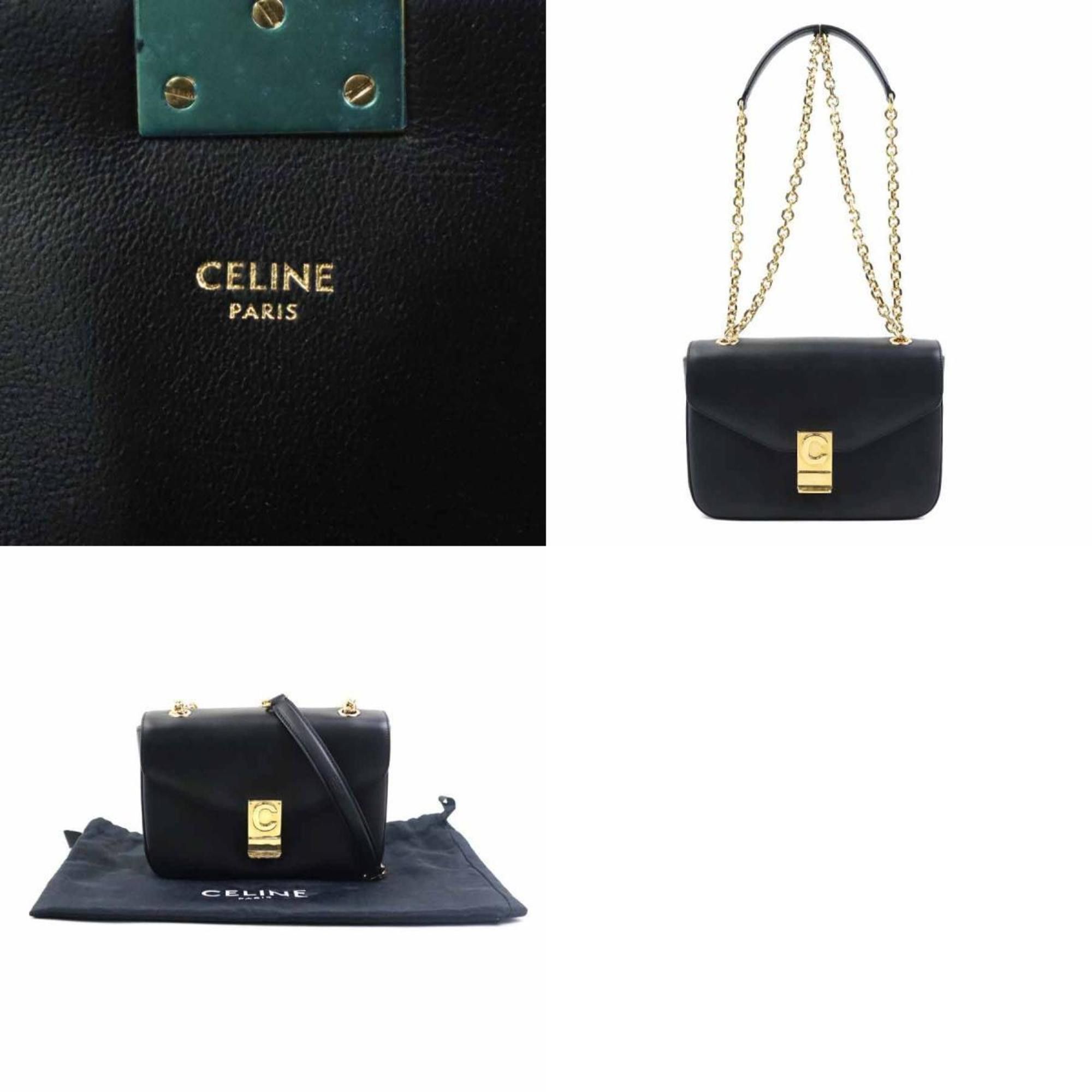 Celine Celine Small C Bag Shoulder in Leather, Metal, Black, and Gold, Women's, e61112a Size ONE SIZE - 5 Thumbnail