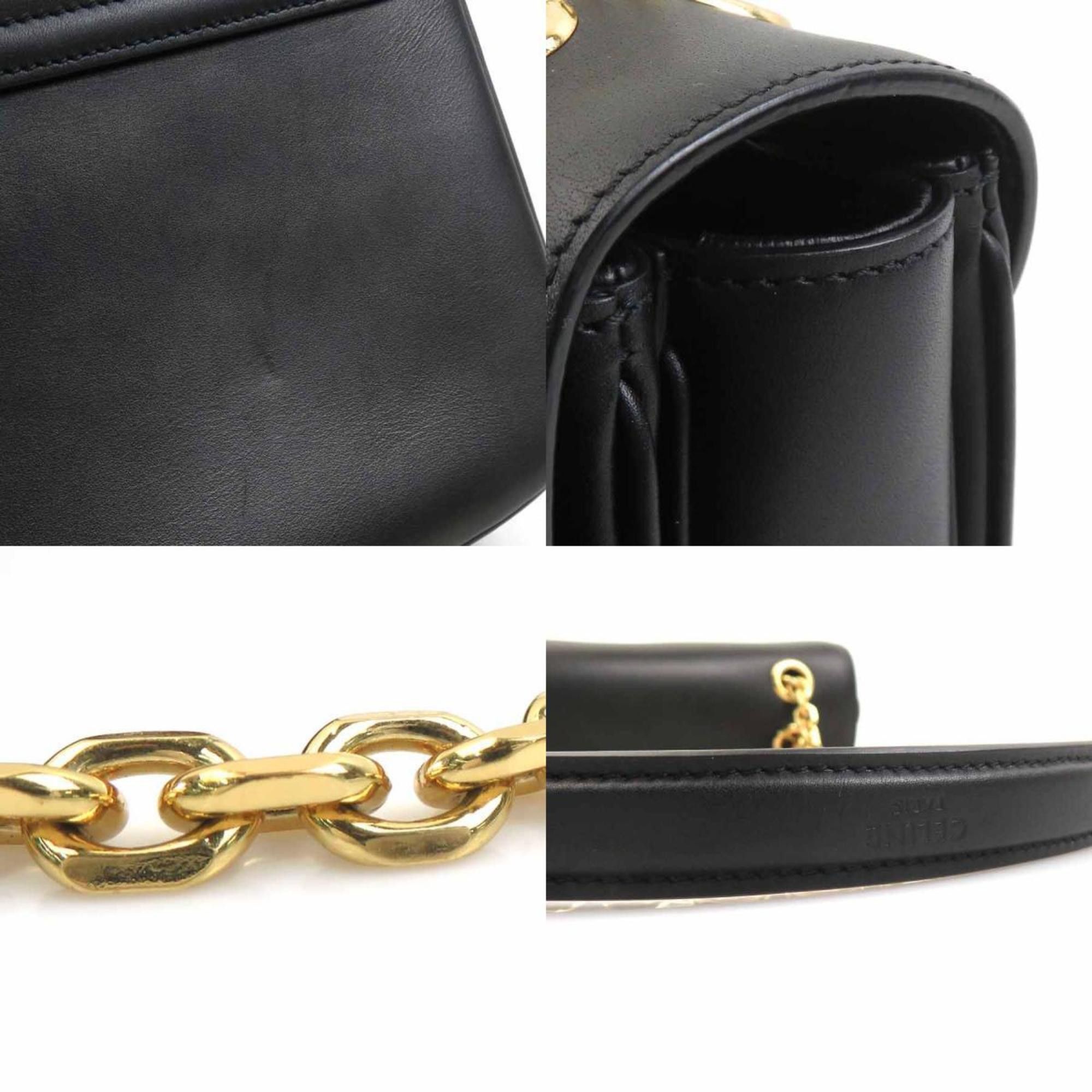 Celine Celine Small C Bag Shoulder in Leather, Metal, Black, and Gold, Women's, e61112a Size ONE SIZE - 4 Thumbnail