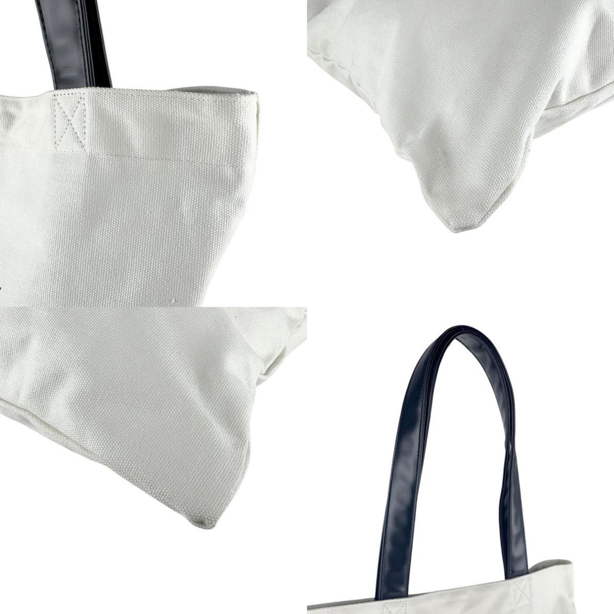 Yves Saint Laurent shoulder bag, tote canvas and leather, ivory black, women's, z7613
