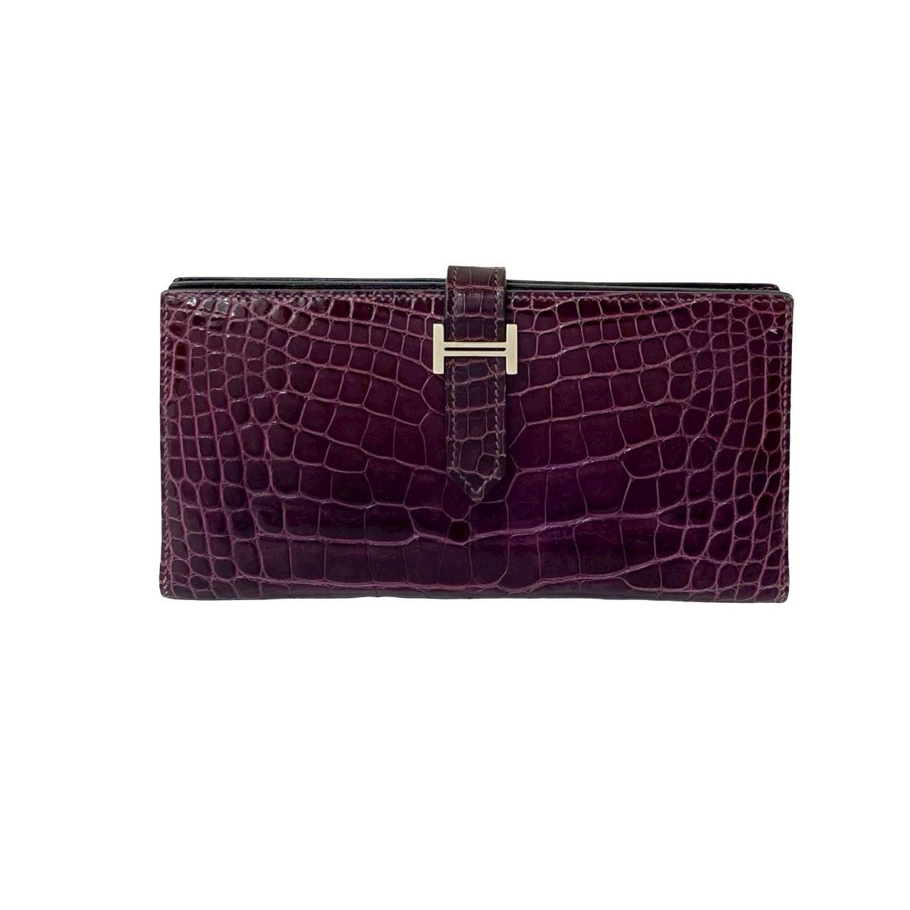 Hermes Hermes Hermes Béarn Soufflet Alligator Wallet Leather Long Wallet Stamp R (2014) DUTY FREE for USA Size ONE SIZE - 2 Thumbnail