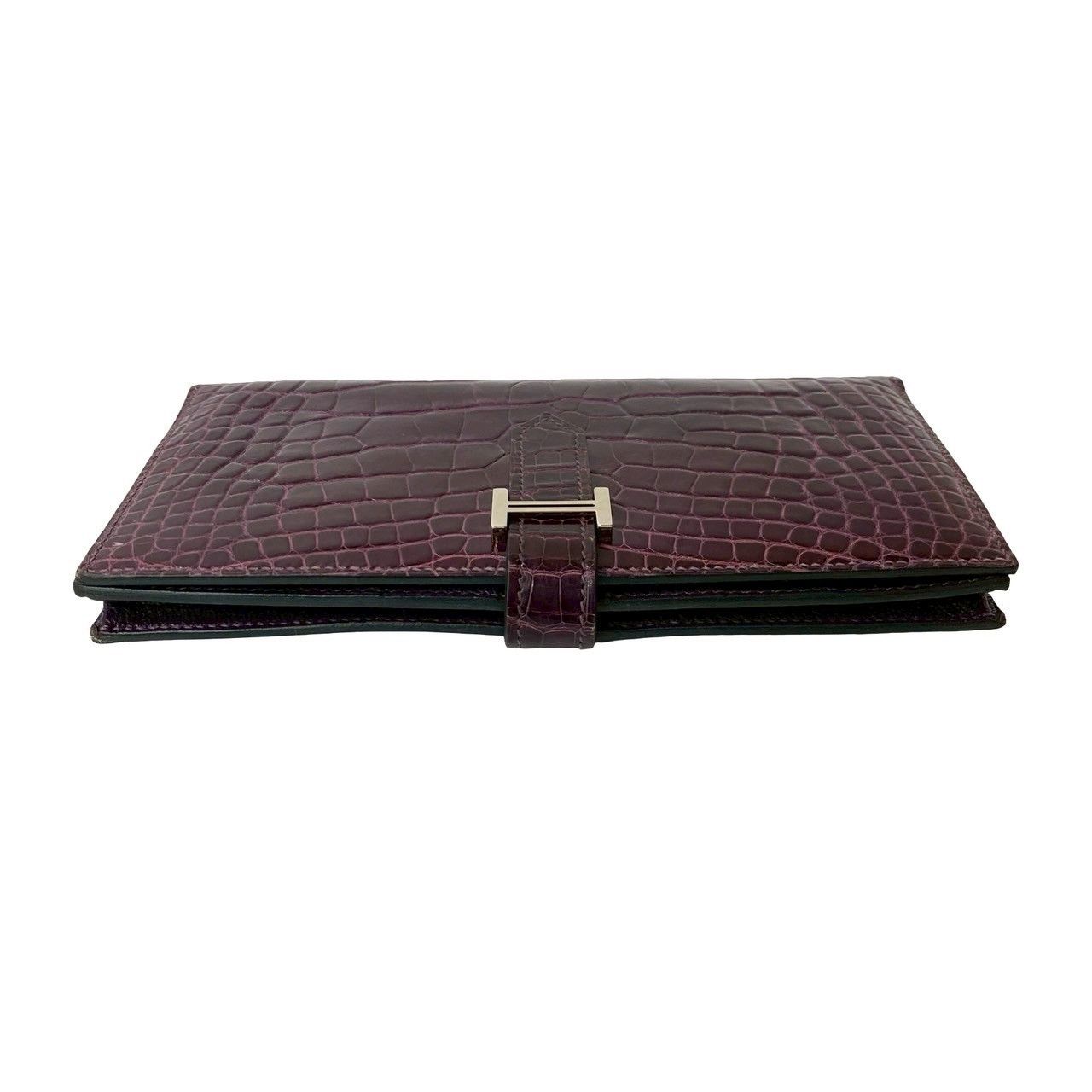 Hermes Hermes Hermes Béarn Soufflet Alligator Wallet Leather Long Wallet Stamp R (2014) DUTY FREE for USA Size ONE SIZE - 4 Thumbnail