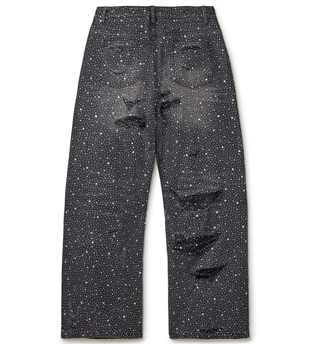 Vale Forever Rain Rhinestone Denim Jeans Black Size US 36 / EU 52 - 2 Thumbnail