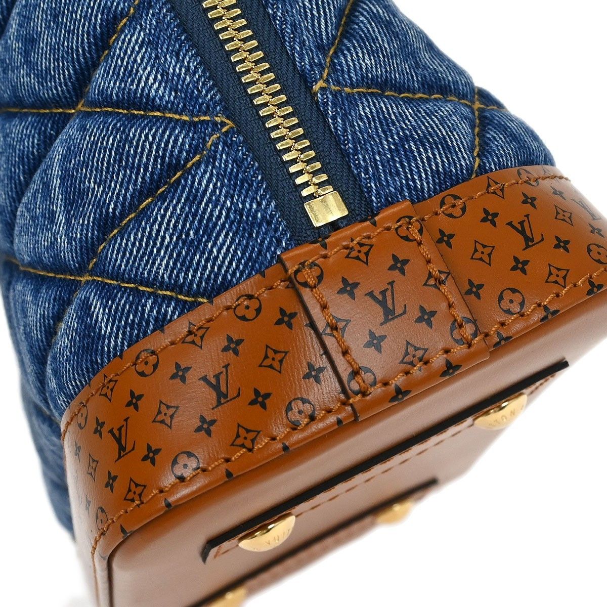 Louis Vuitton Louis Vuitton Alma Handbag Malletage Denim with Monogram Leather Size ONE SIZE - 7 Thumbnail