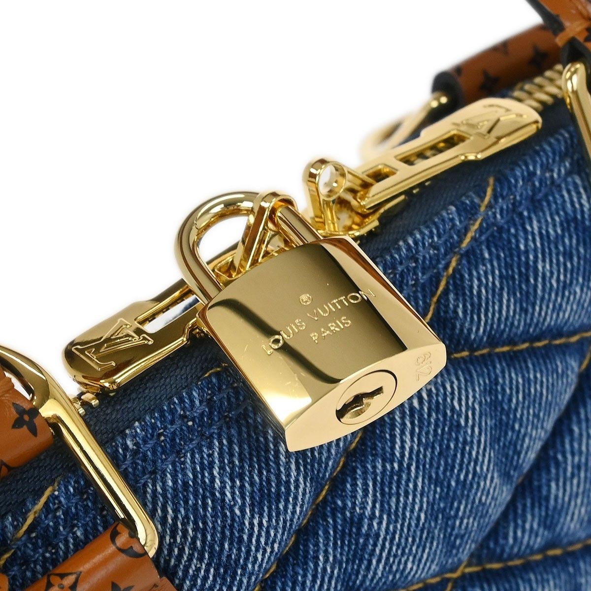 Louis Vuitton Louis Vuitton Alma Handbag Malletage Denim with Monogram Leather Size ONE SIZE - 9 Thumbnail