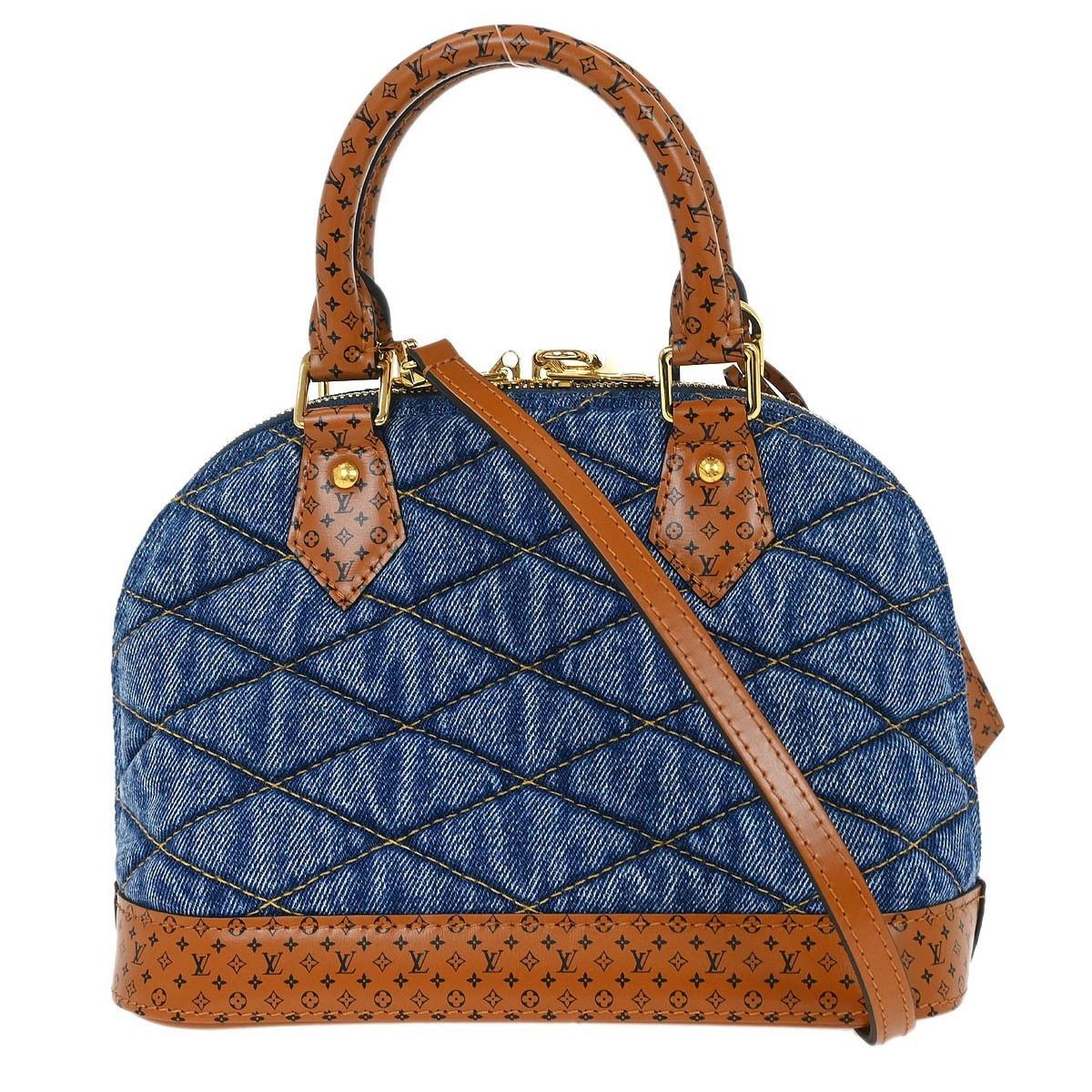Louis Vuitton Louis Vuitton Alma Handbag Malletage Denim with Monogram Leather Size ONE SIZE - 2 Thumbnail