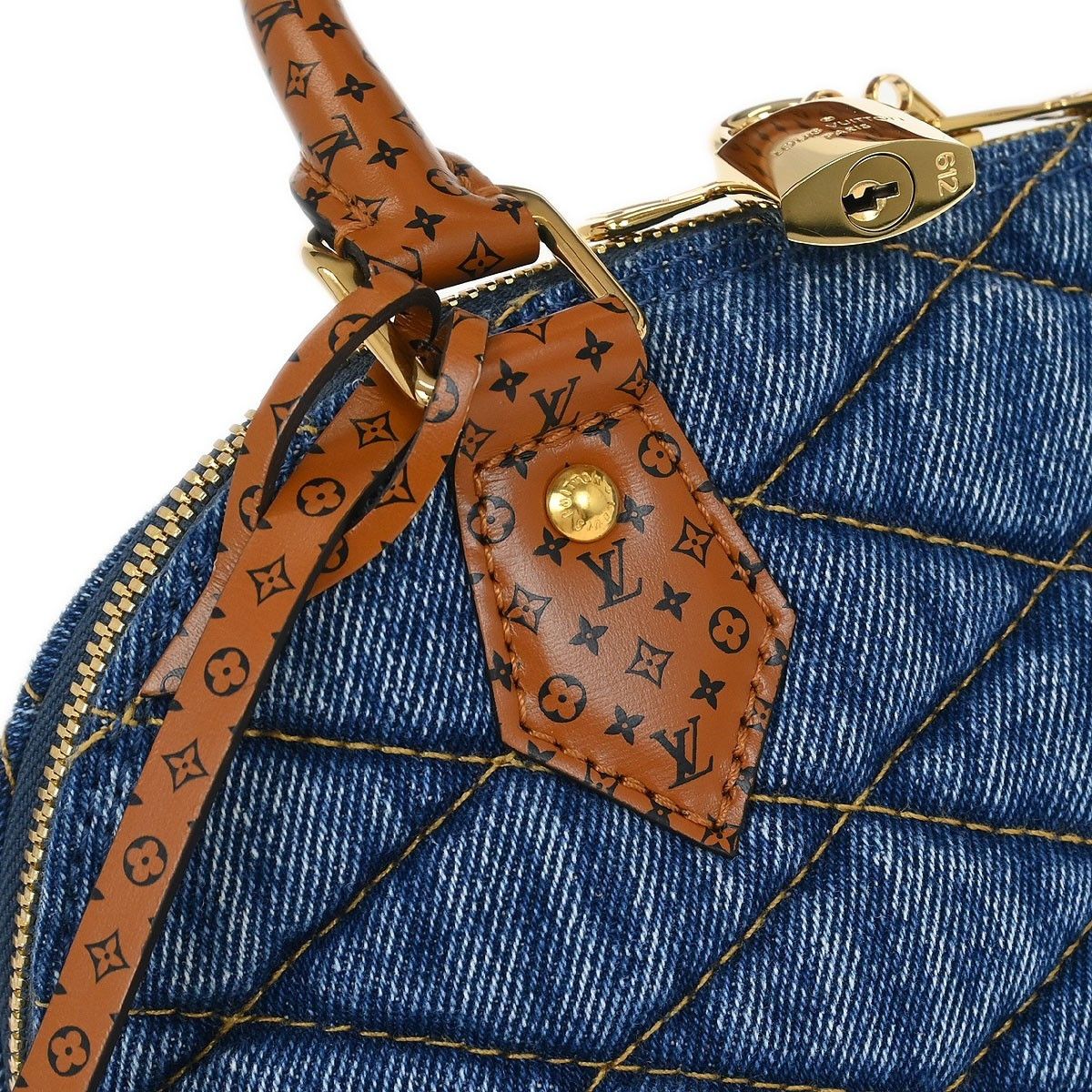 Louis Vuitton Louis Vuitton Alma Handbag Malletage Denim with Monogram Leather Size ONE SIZE - 10 Thumbnail