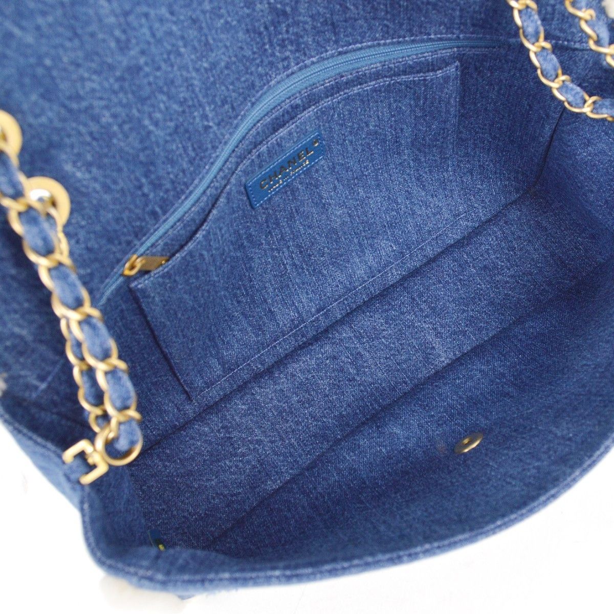 Chanel Chanel Egyptian Hieroglyph Flap Bag Denim and Shearling Size ONE SIZE - 3 Thumbnail